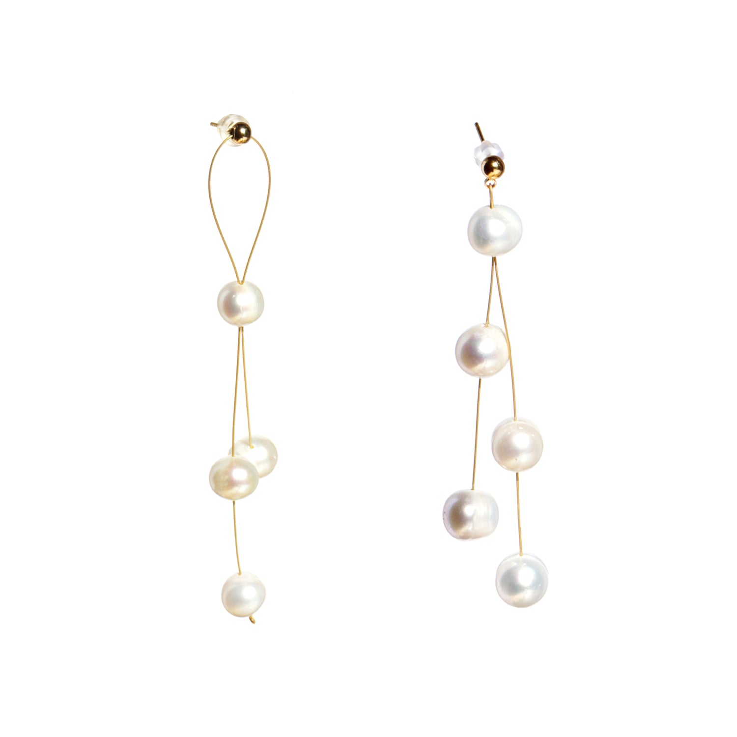 Golden Hour Freshwater Pearl Asymmetrical Earrings