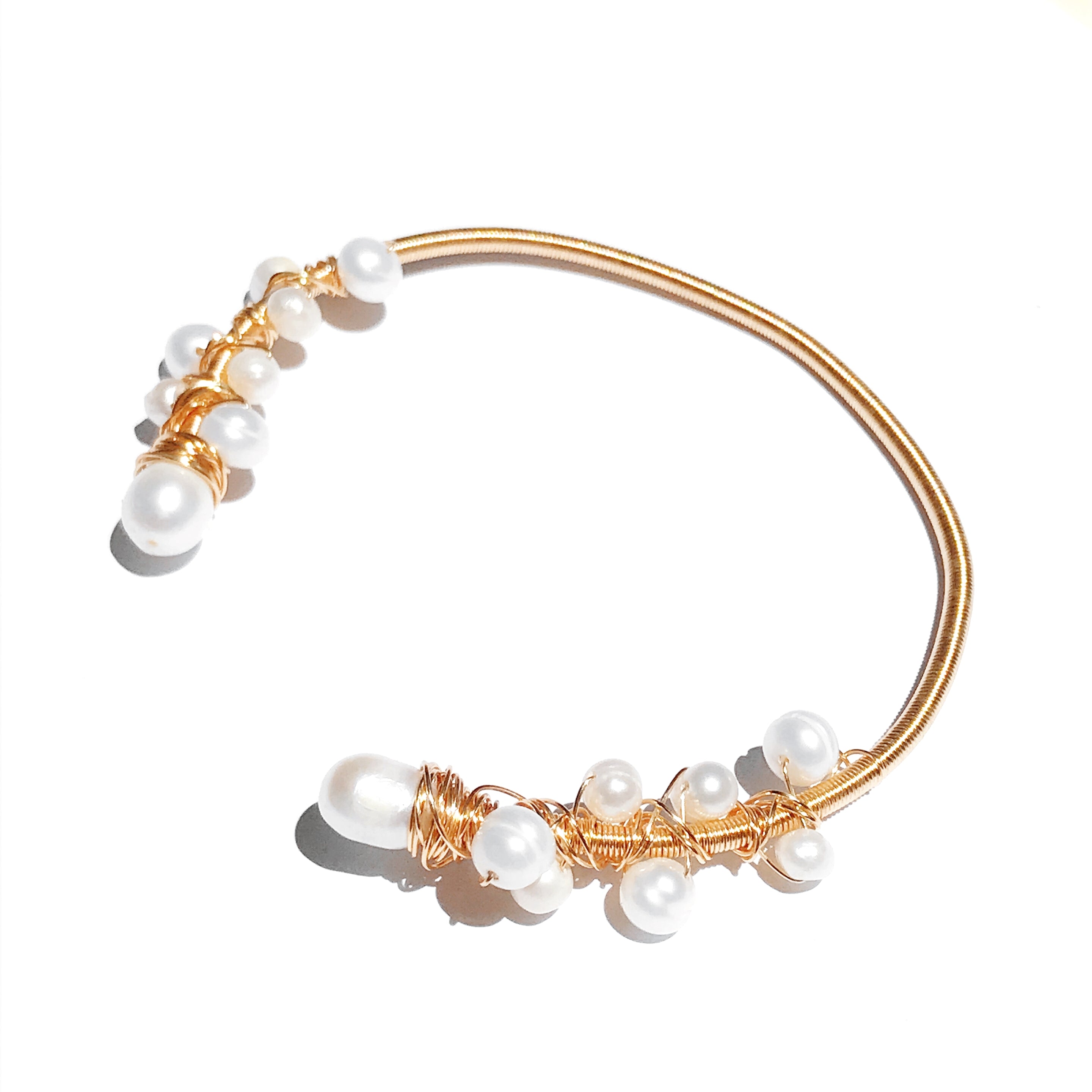 Golden Hour Freshwater Pearl Open Bangle/Bracelet