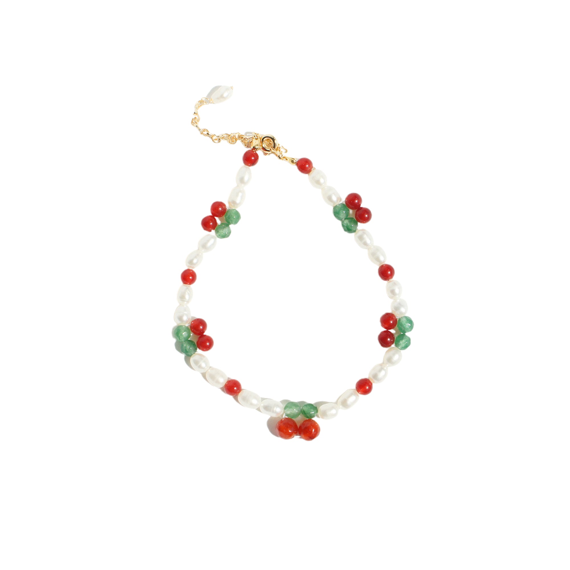 Cherry Pie Gemstone and Freshwater Pearl Bracelet