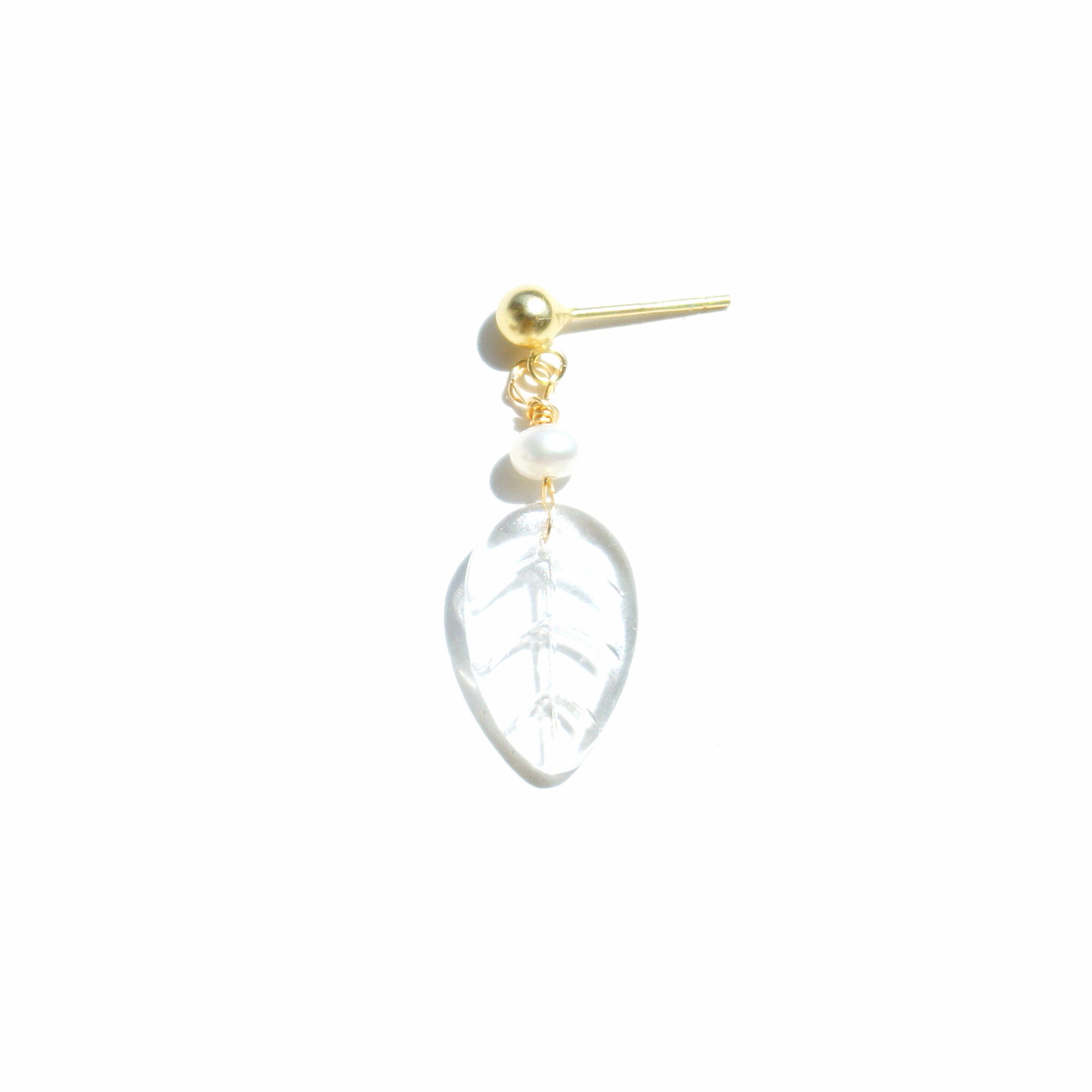 Strawberry Huggie Hoop/Leaf Stud Single Earring,18k Gold Vermeil/Sterling Silver