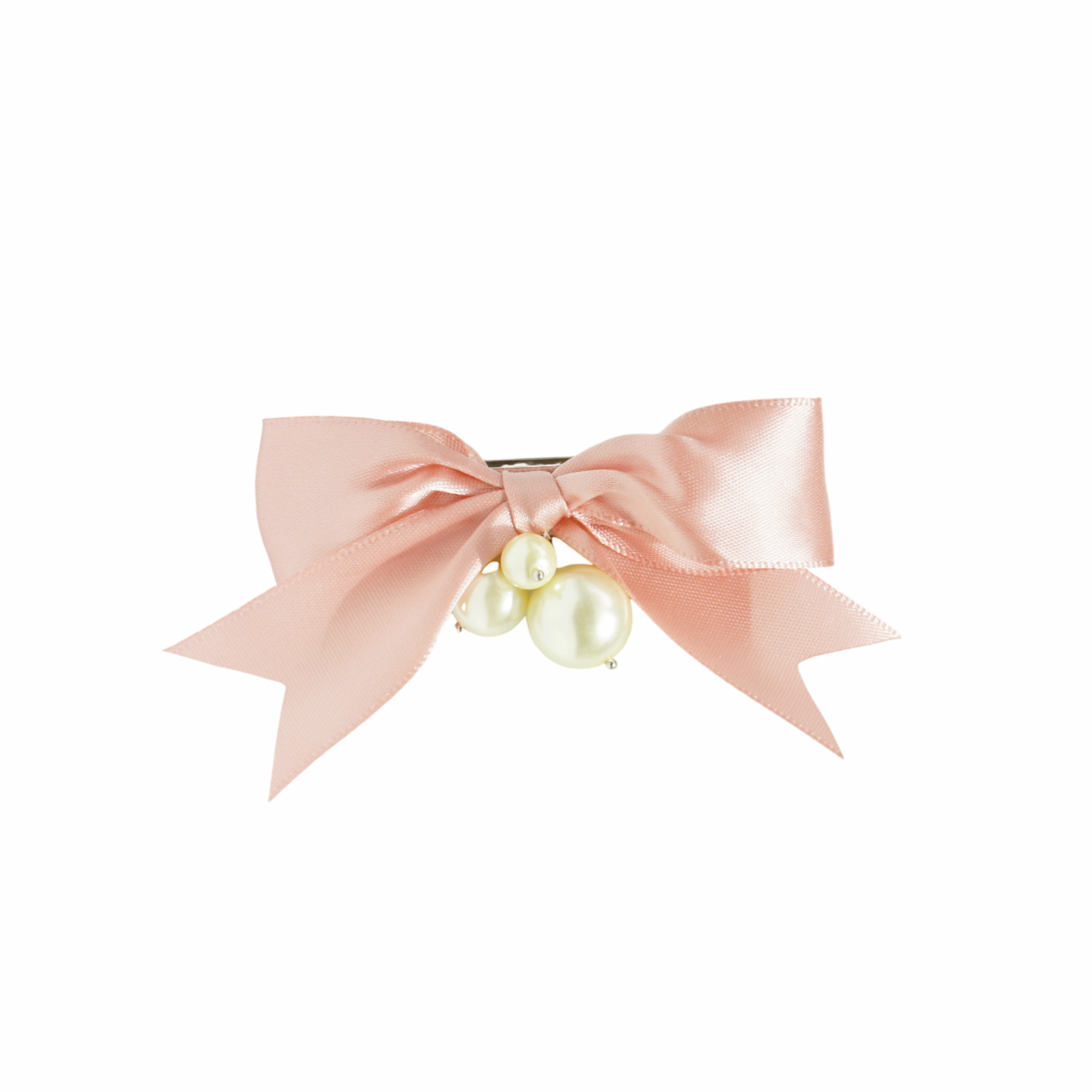 Ballerina pink ribbon bow and pearl hair clip