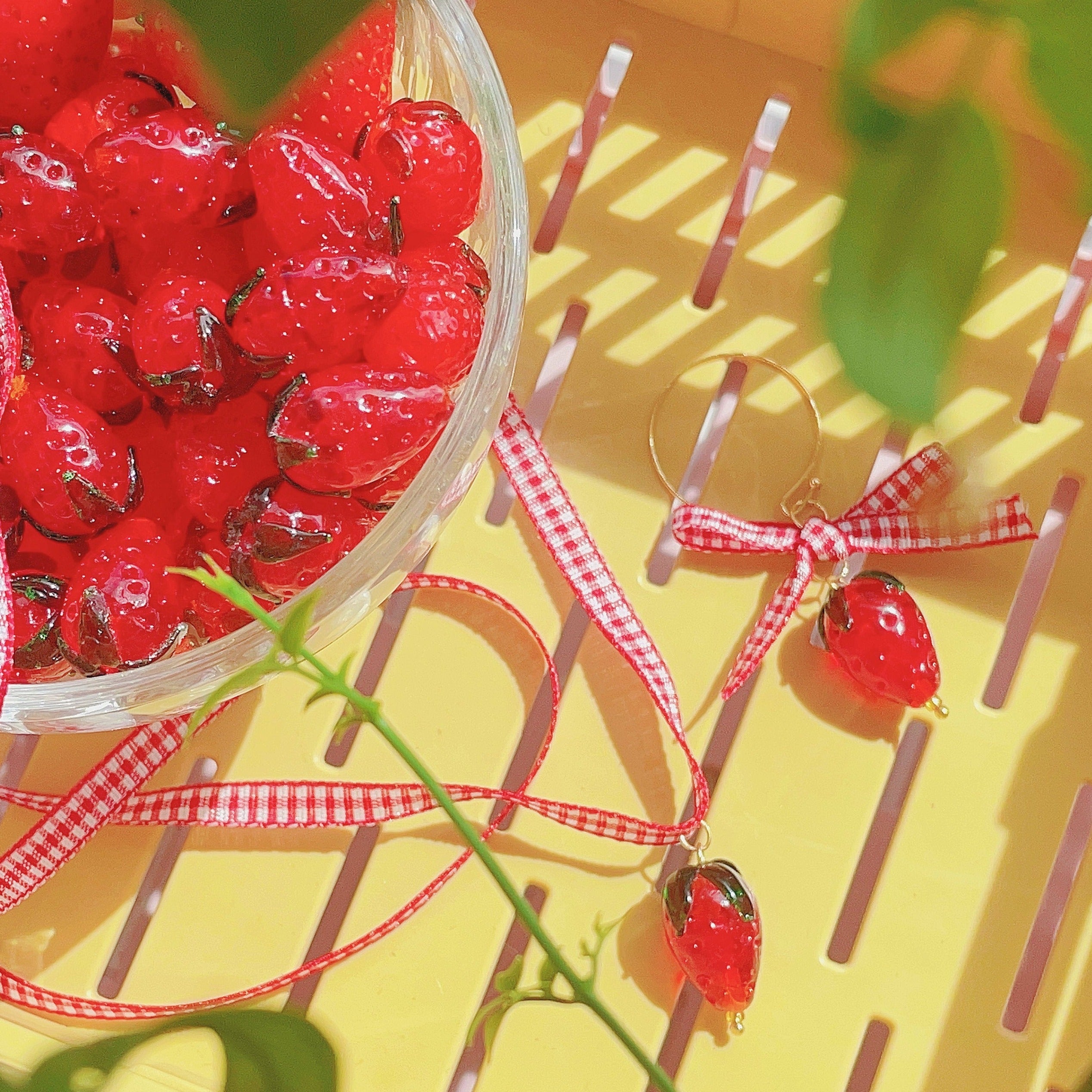 Strawberry Fields Red Gingham Ribbon Choker