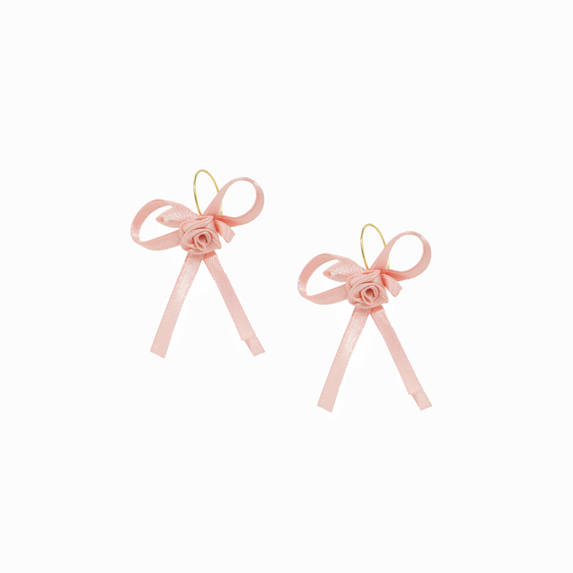 Ballerina Satin Ribbon Bow Flower Drop Earrings, Gold Vermeil