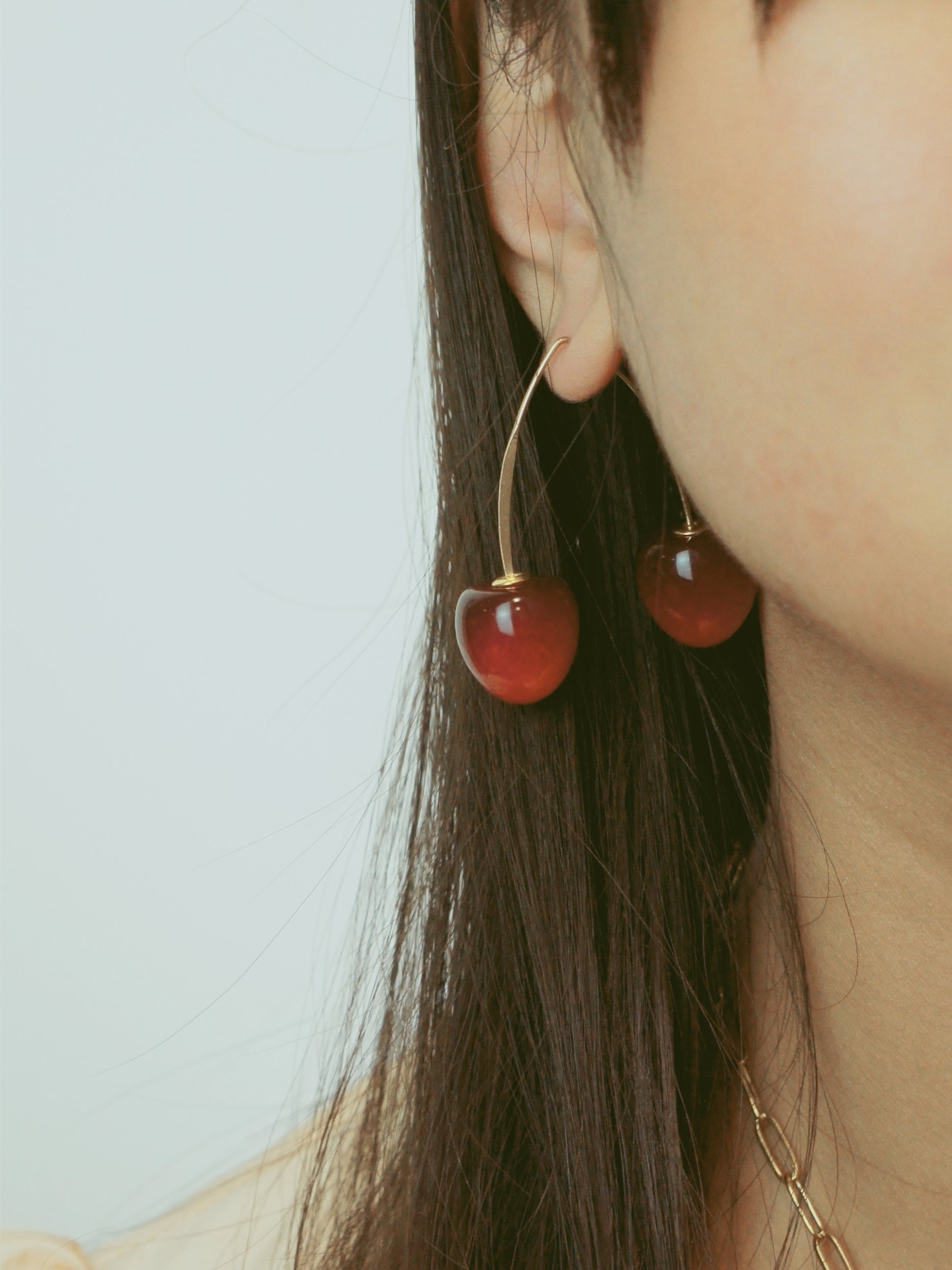 Double Cherry Drop Earrings (two-way)