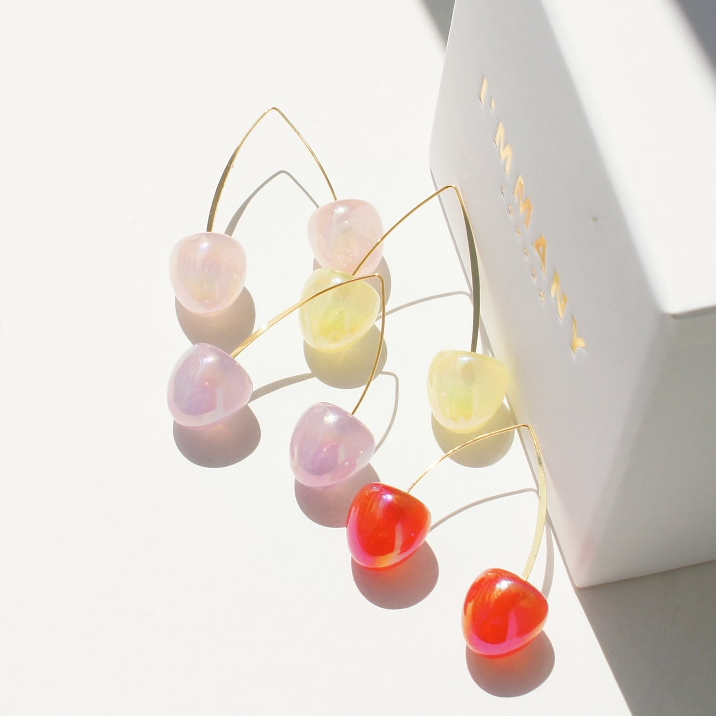 Iridescent Double Cherry Drop Earrings