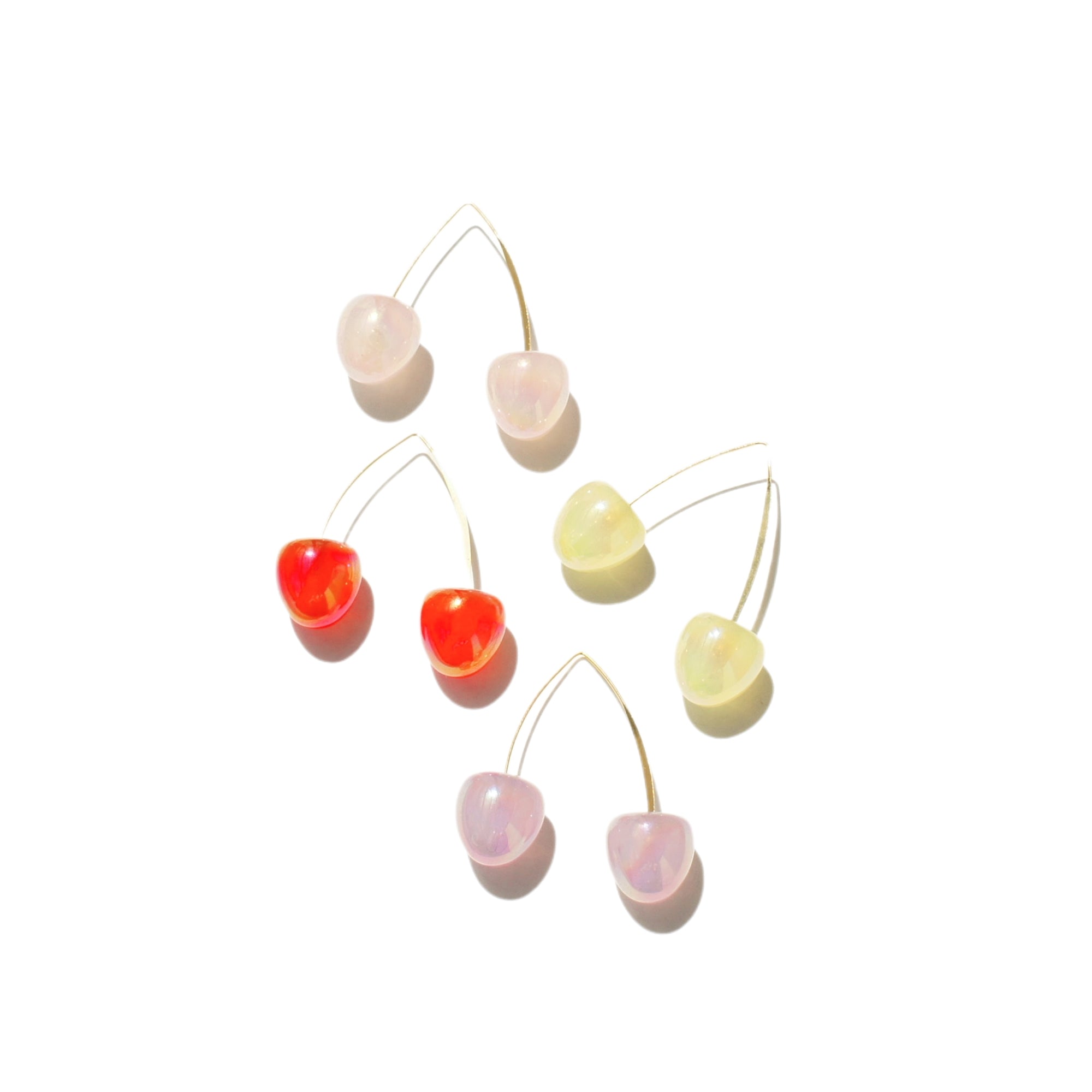 Iridescent Double Cherry Drop Earrings