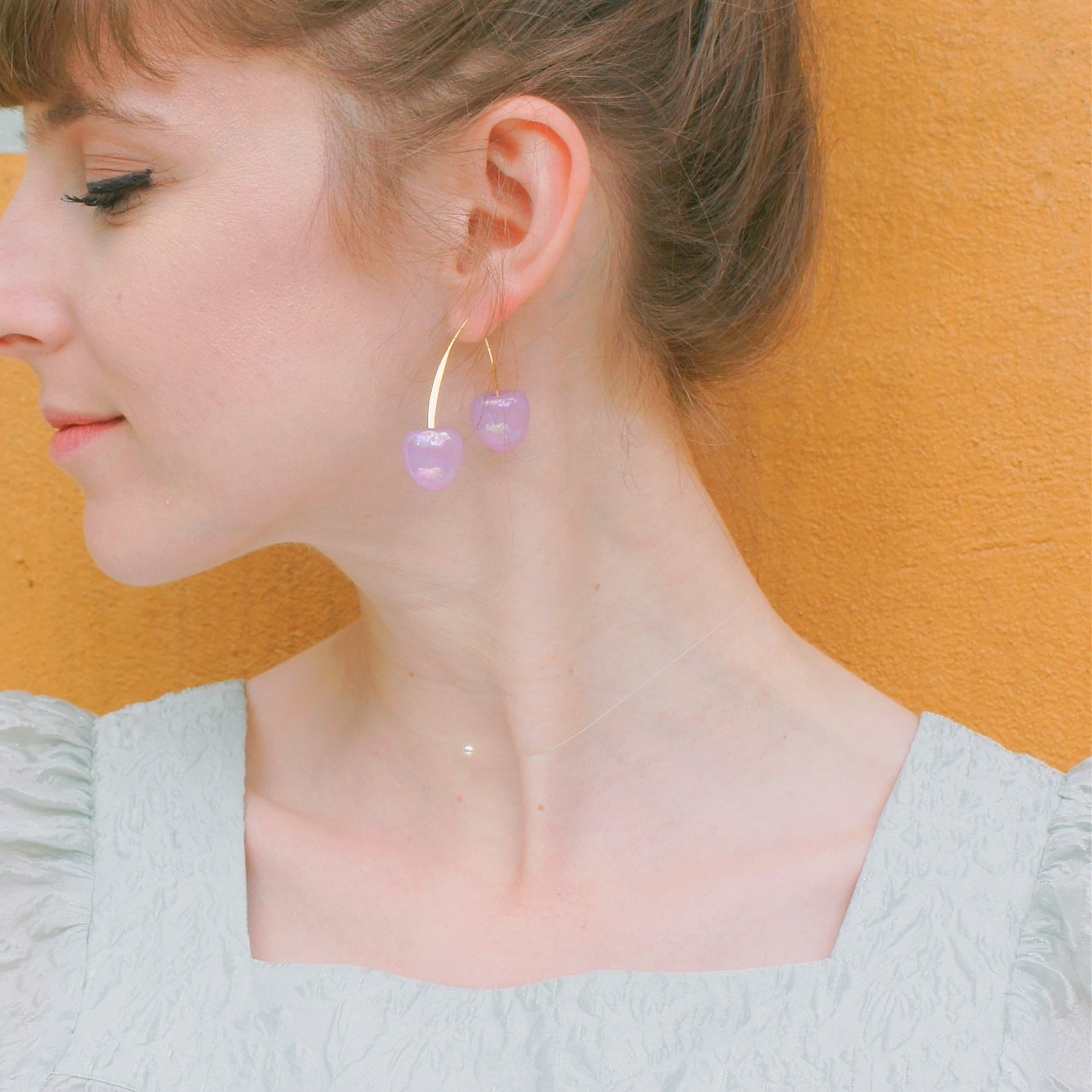 Iridescent Double Cherry Drop Earrings