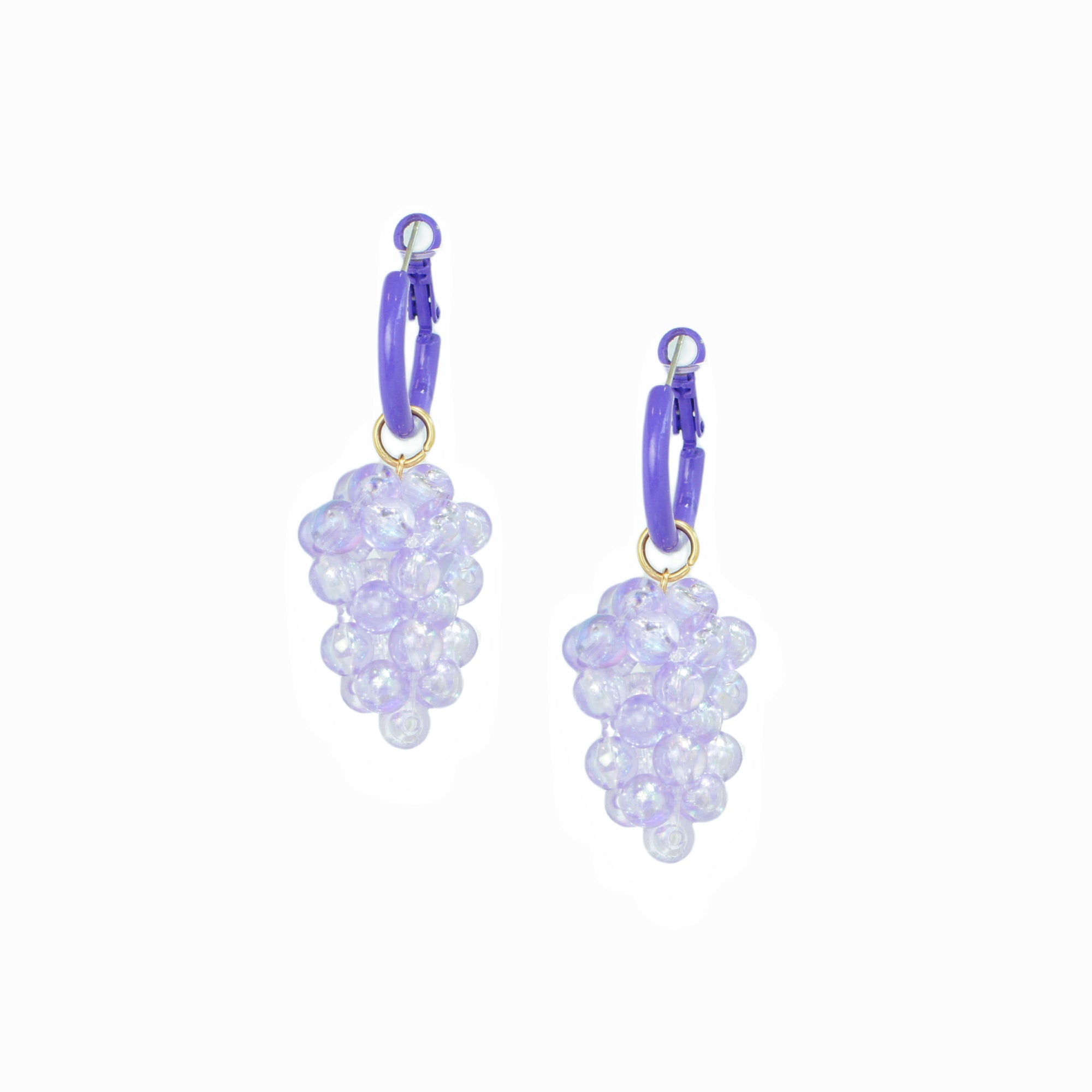 Very Grapeful Iridescent Grape Drop Earrings with Enamel Hoops