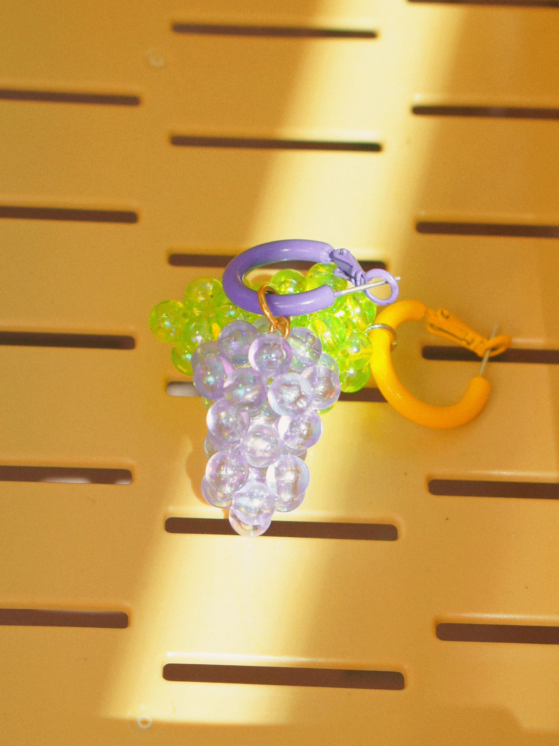 Very Grapeful Iridescent Grape Drop Earrings with Enamel Hoops