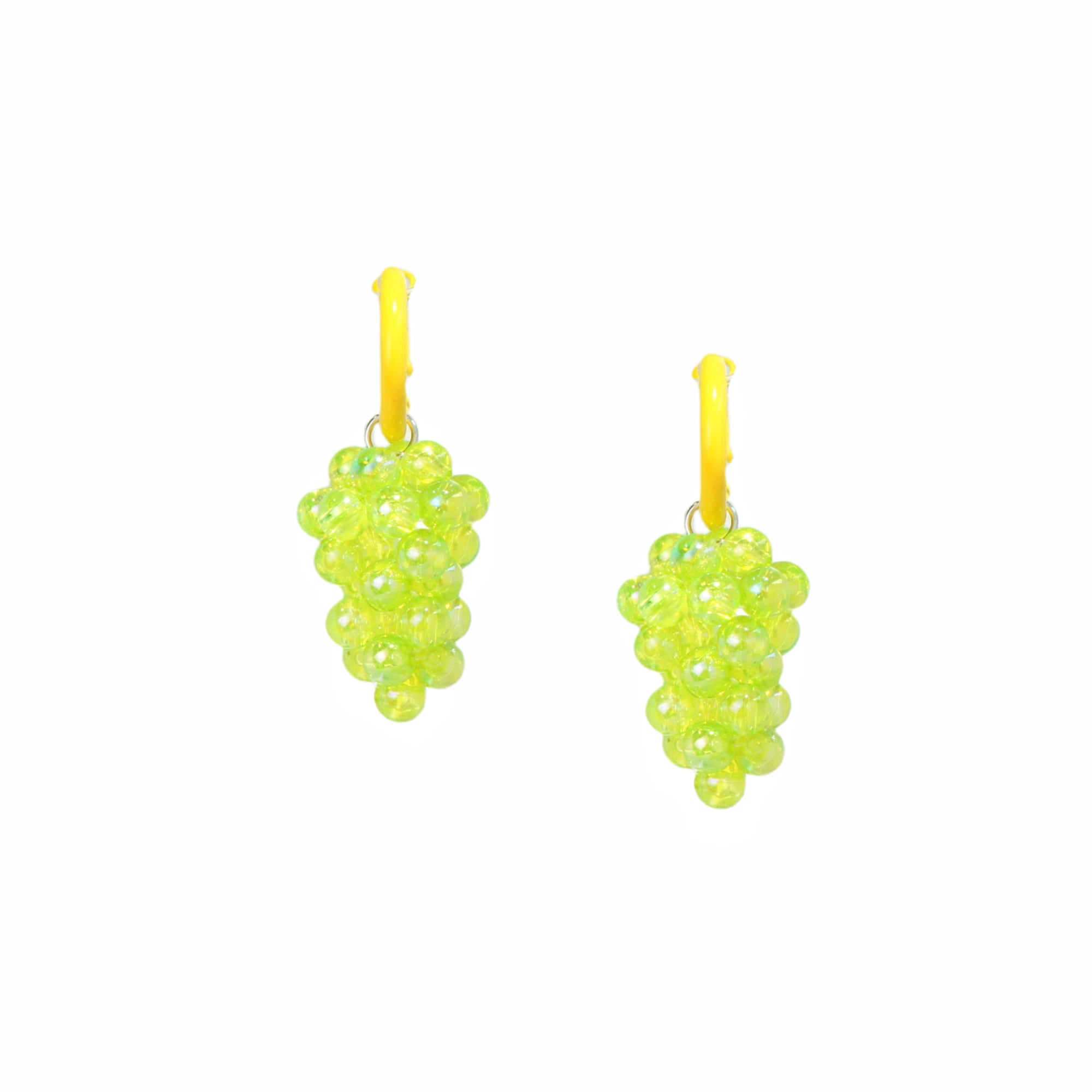 Very Grapeful Iridescent Grape Drop Earrings with Enamel Hoops