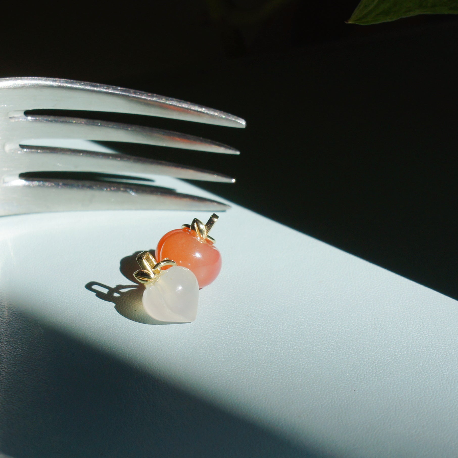 Organic Produce Gemstone Fruit Pendant Necklace, 18k Gold-filled