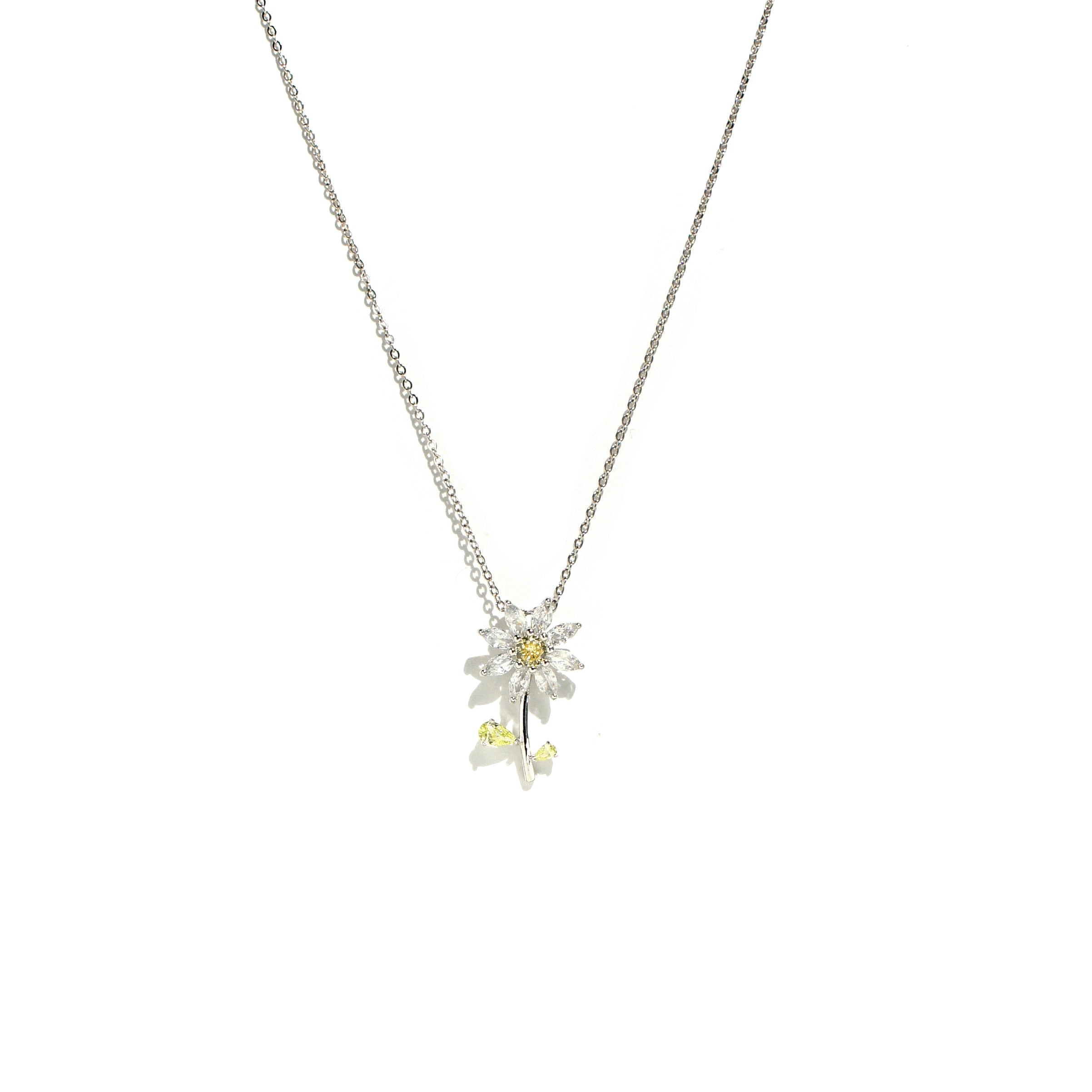 Reborn Crystal Daisy Pendant Necklace, Sterling Silver