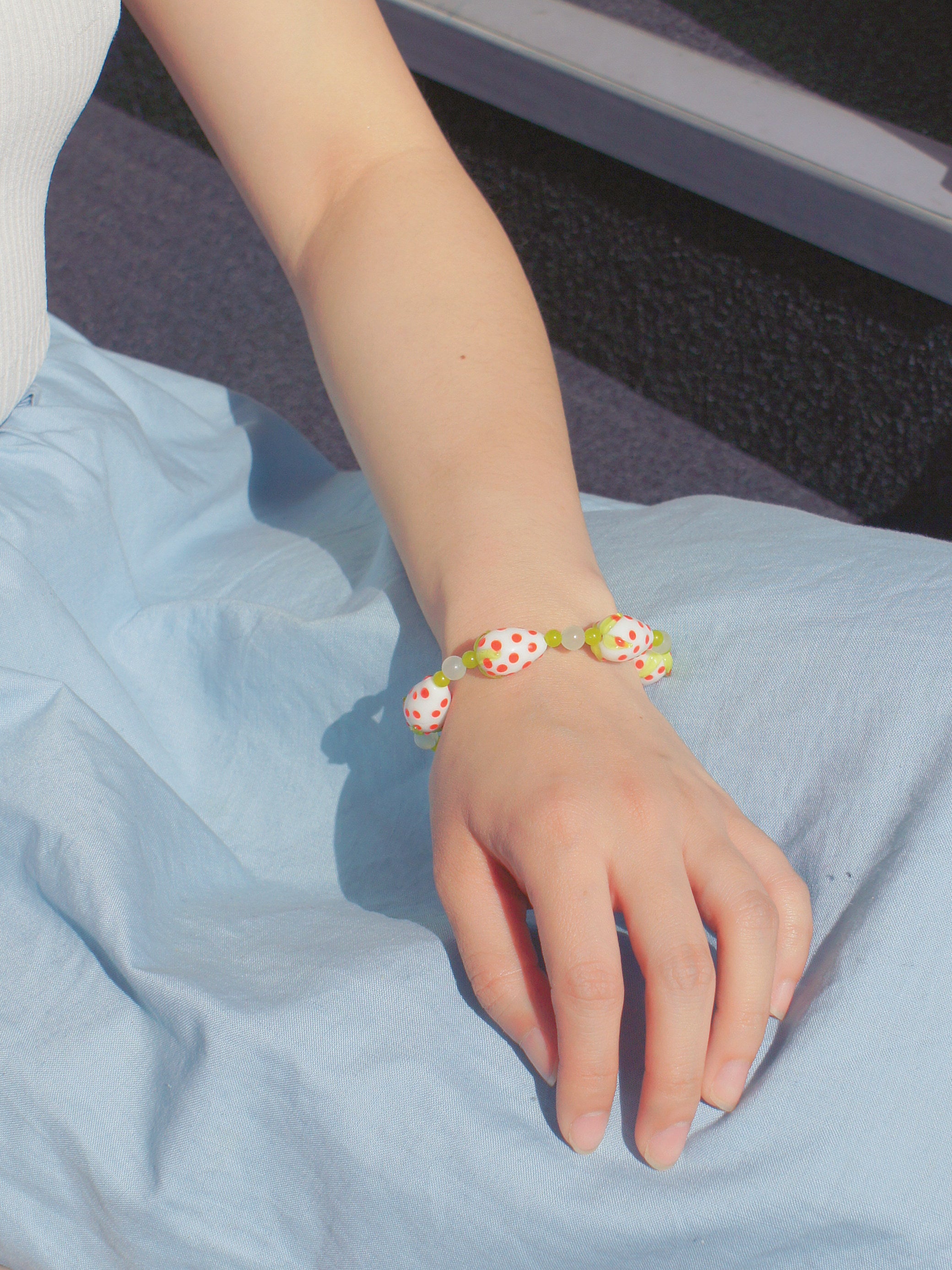 Strawberry Fields White Strawberry and Gemstone Bracelet