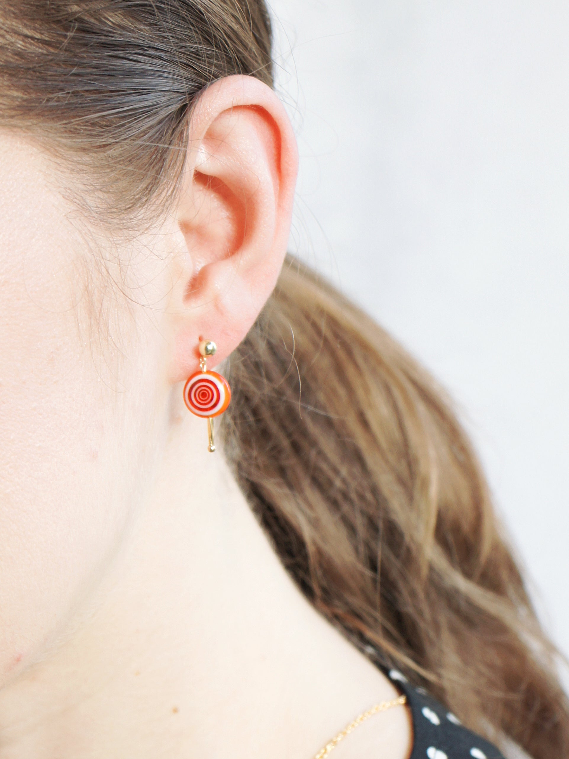 Sugar Sweet Swirl Lolli Stud Single Earrings, Set of 5