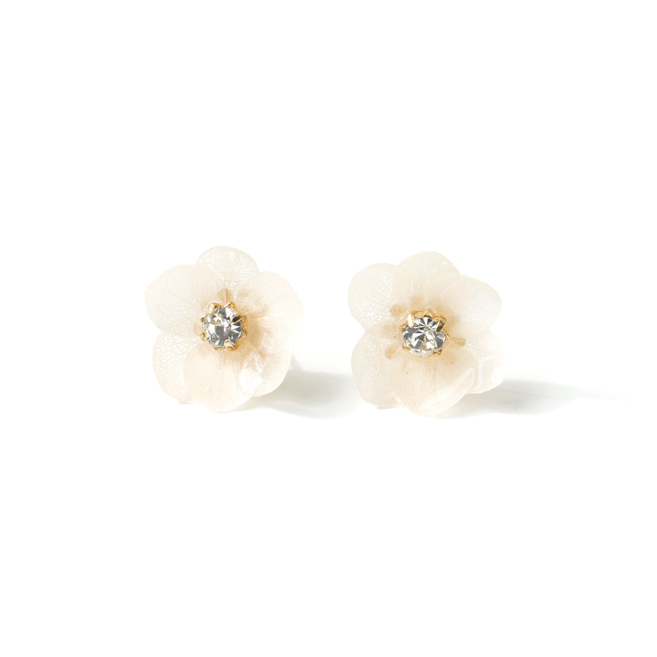 *REAL FLOWER* Libelle Layered Hydrangea Flower Stud Earrings