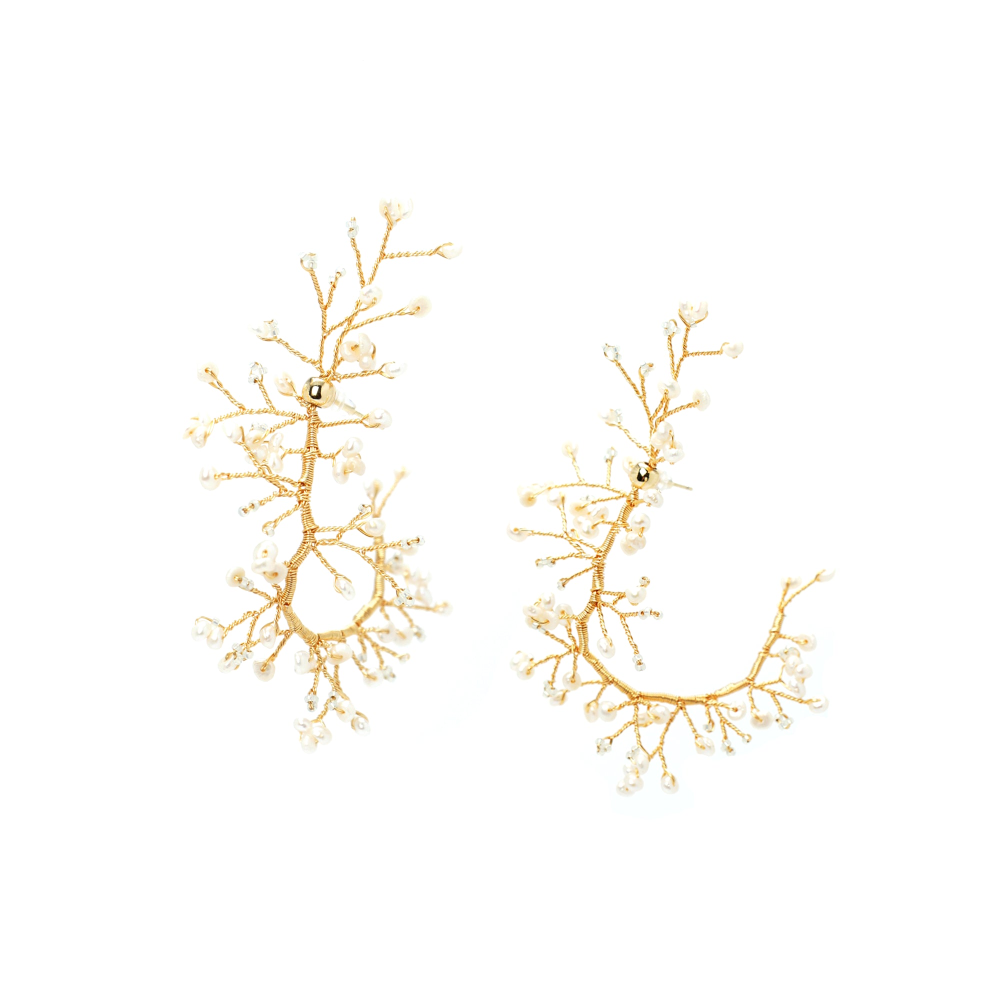 Soft Rime Curved Branch Earrings