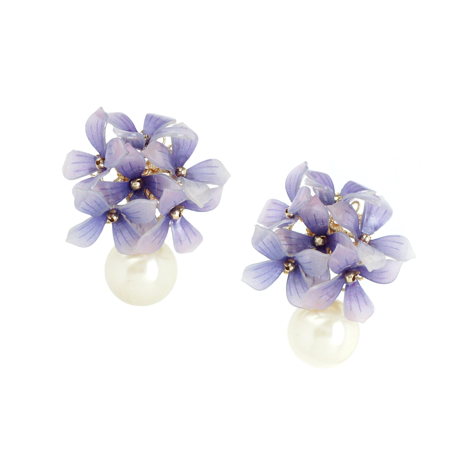 Inflorescence Very Peri Flower and Pearl Drop Earrings