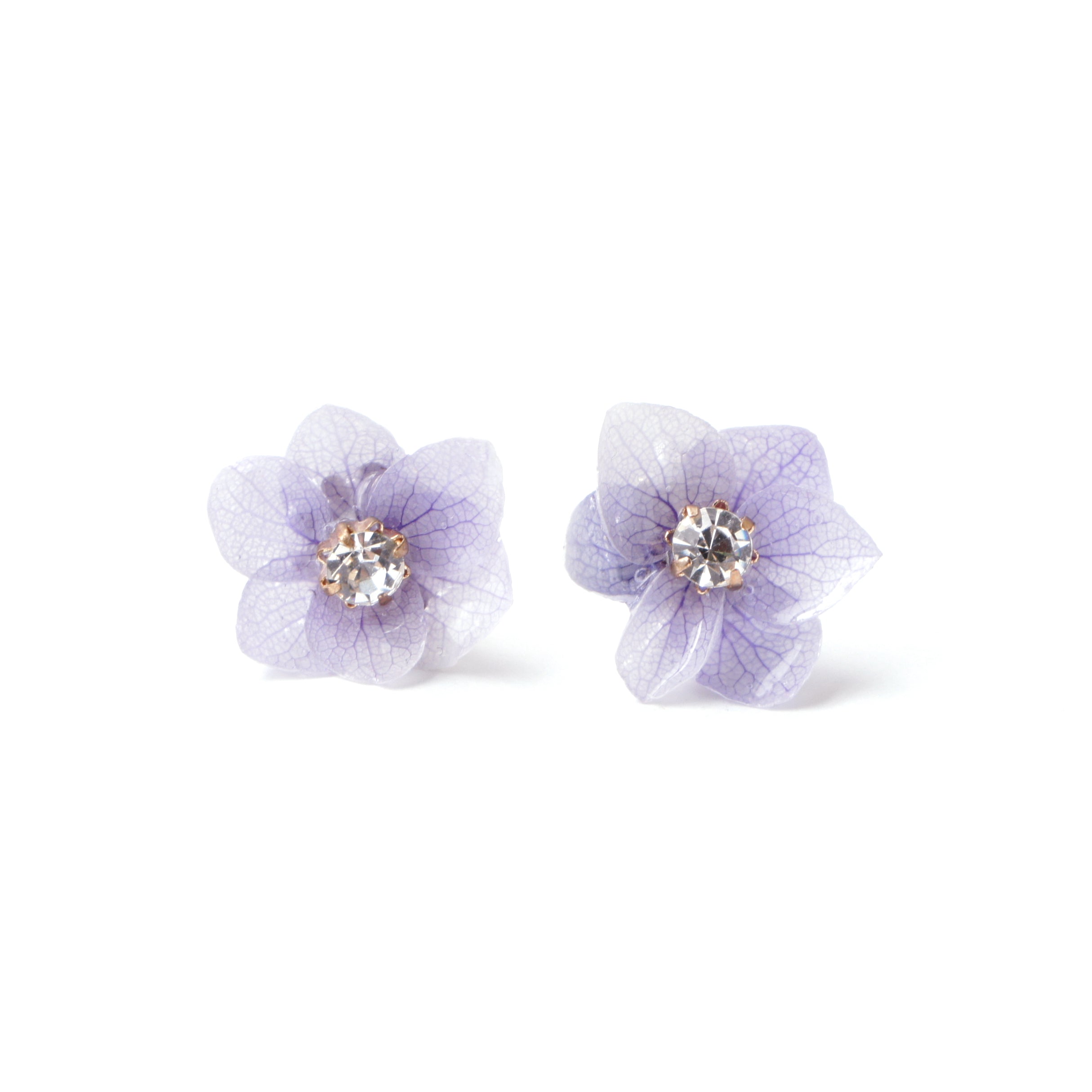 *REAL FLOWER* Libelle Layered Hydrangea Flower Stud Earrings