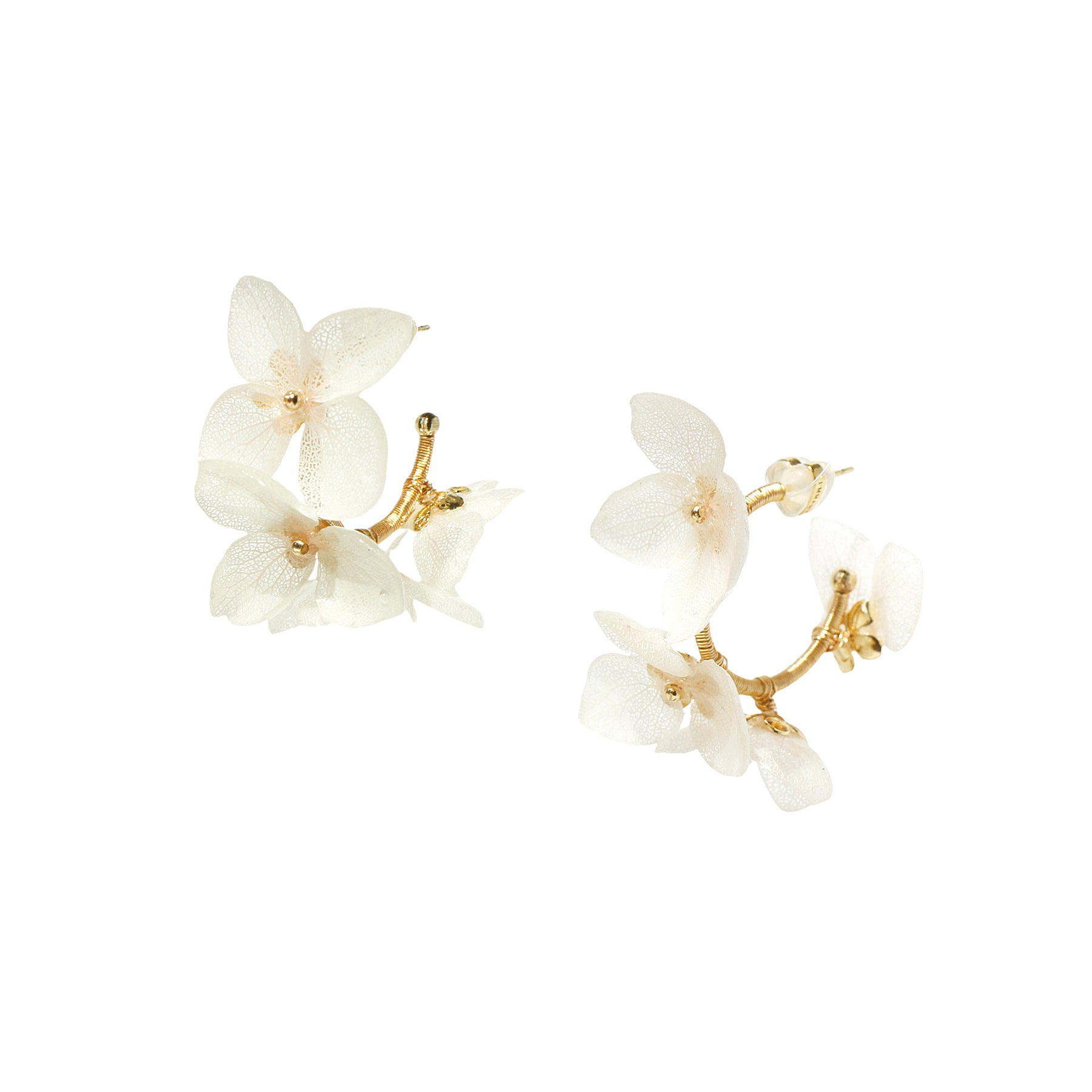 *REAL FLOWER* Libelle Hydrangea Hoop Earrings – I'MMANY London