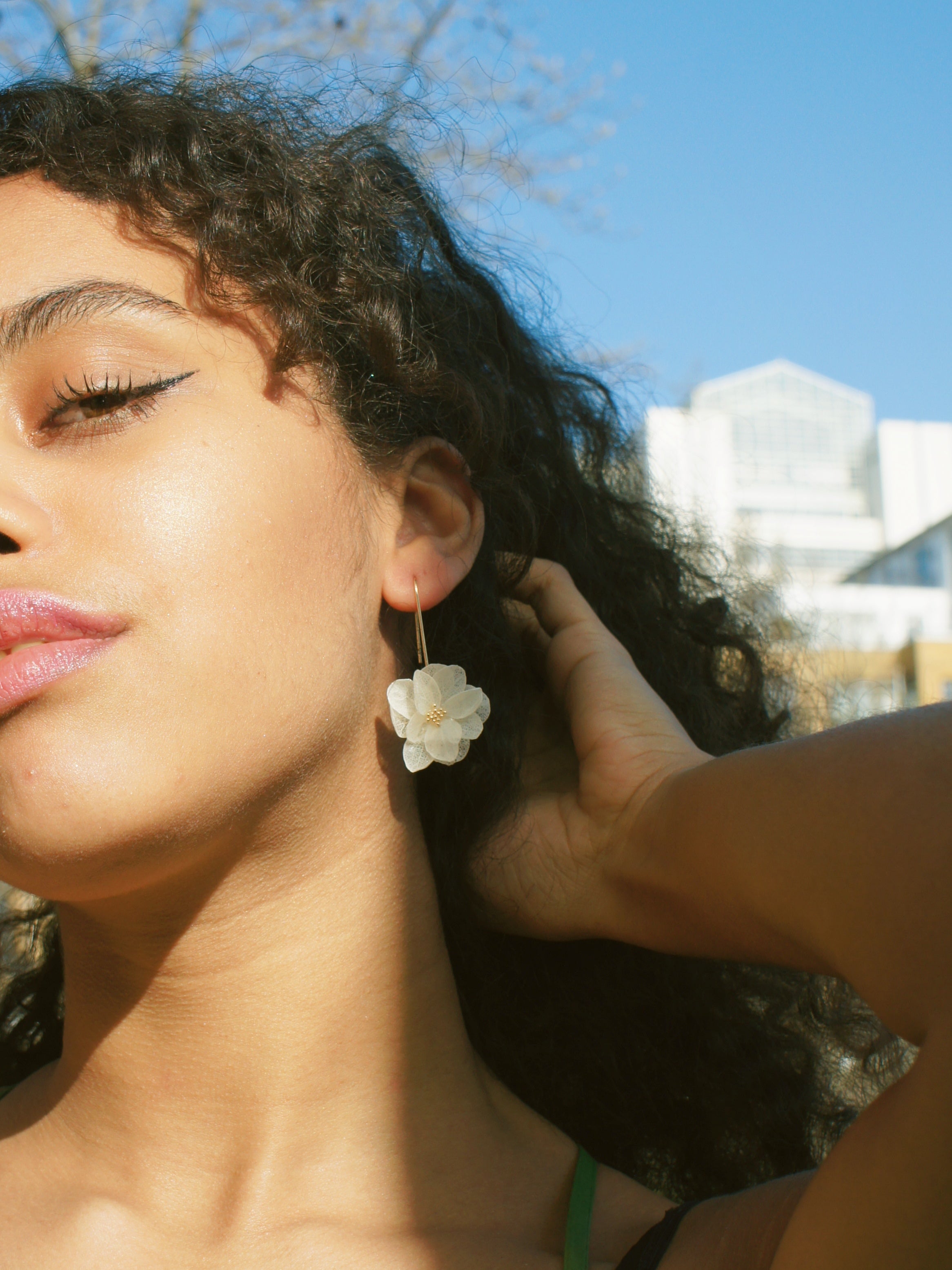 *REAL FLOWER* Annabelle Hydrangea Drop Earrings