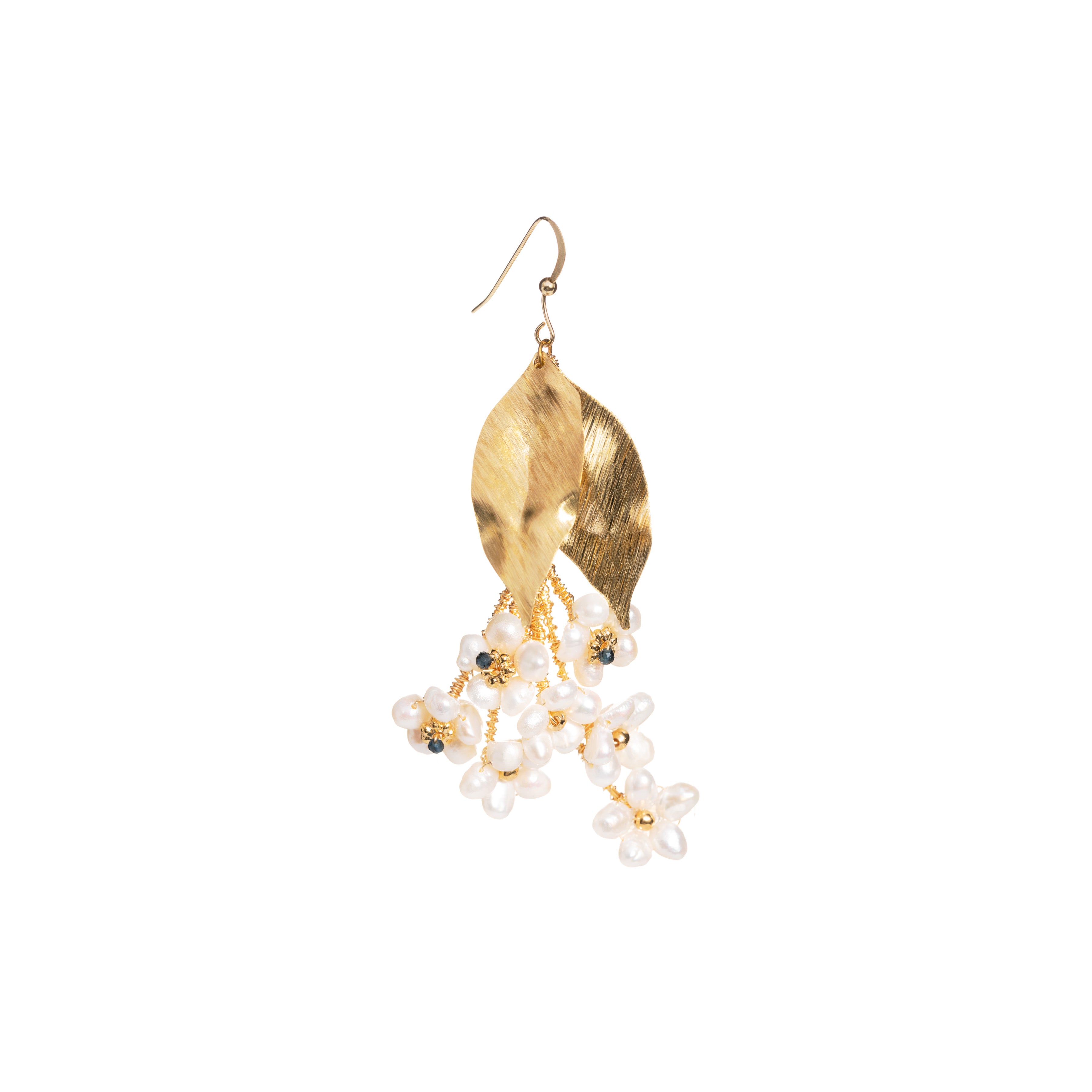 Golden Hour Freshwater Pearl Flower Bouquet Single Earring