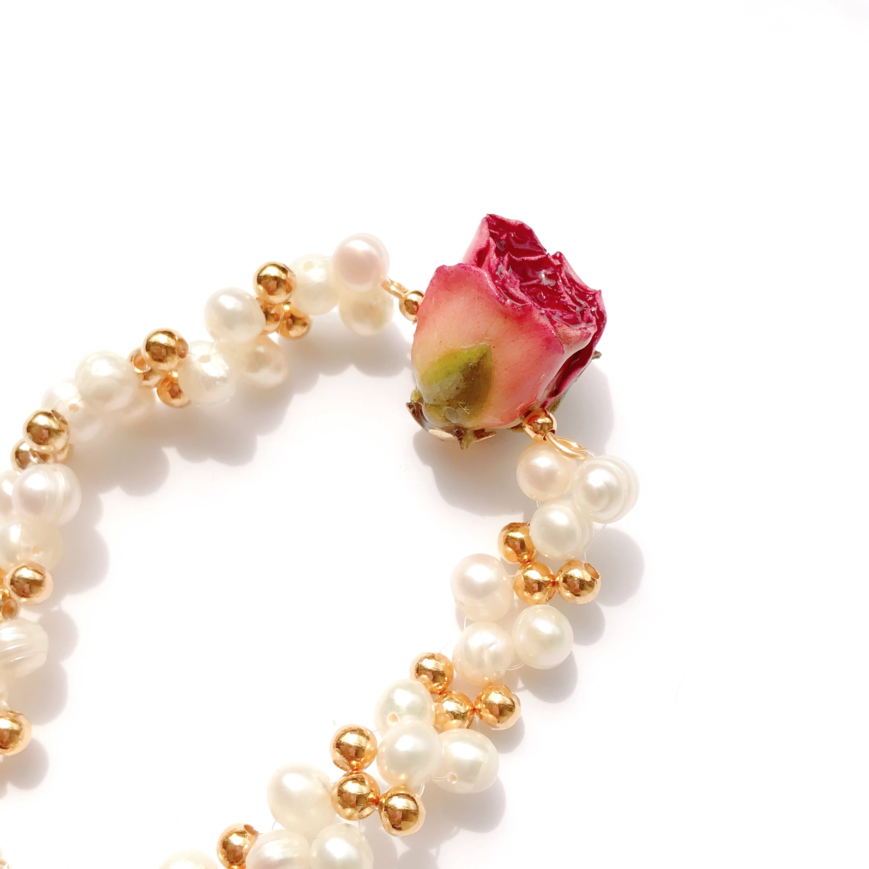 Bella Rosa Rosebud Braided Freshwater Pearl Bracelet