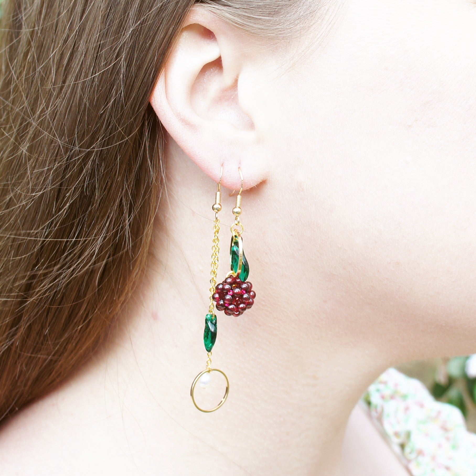 Kir Royale Asymmetrical Earrings w-freshwater pearl