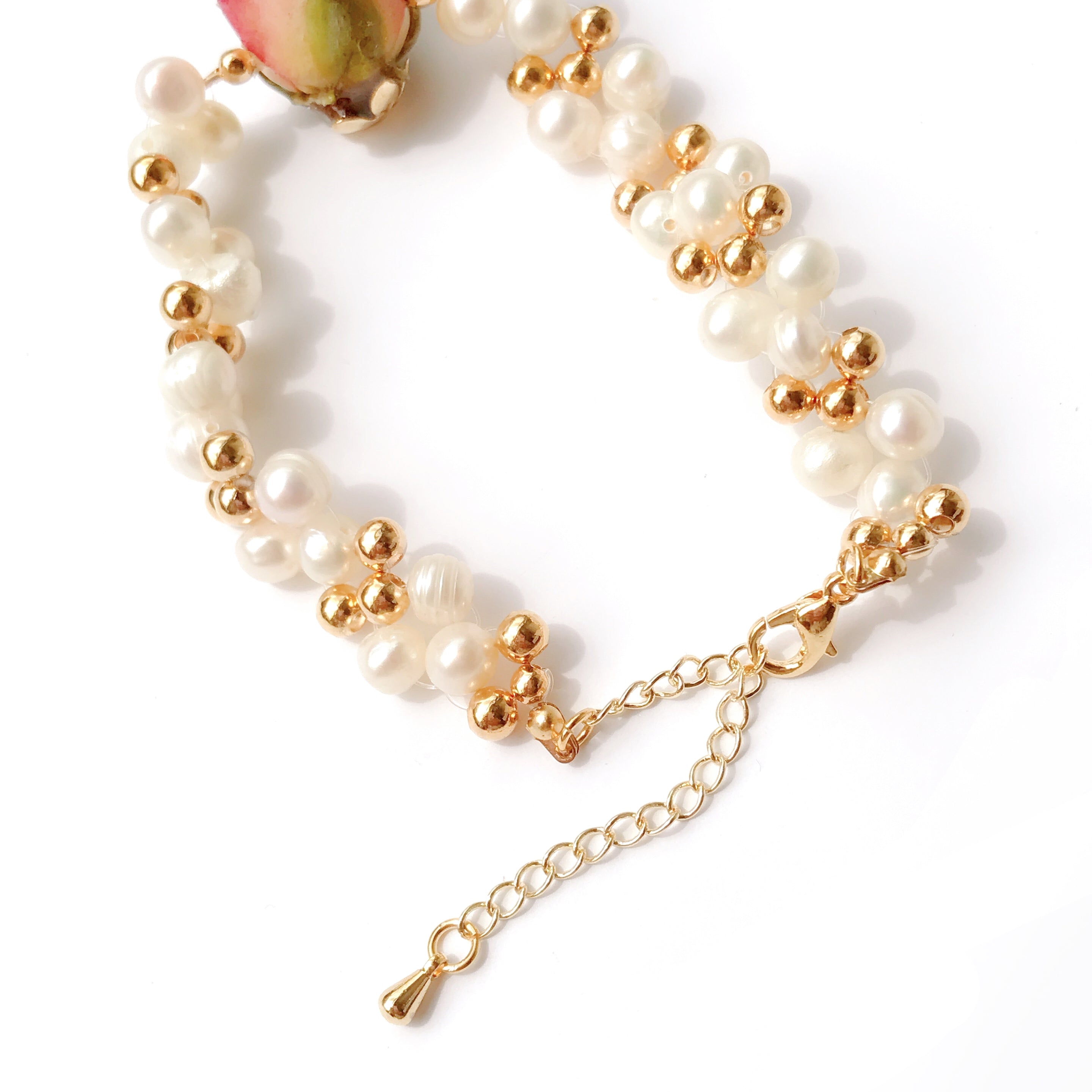 Bella Rosa Rosebud Braided Freshwater Pearl Bracelet