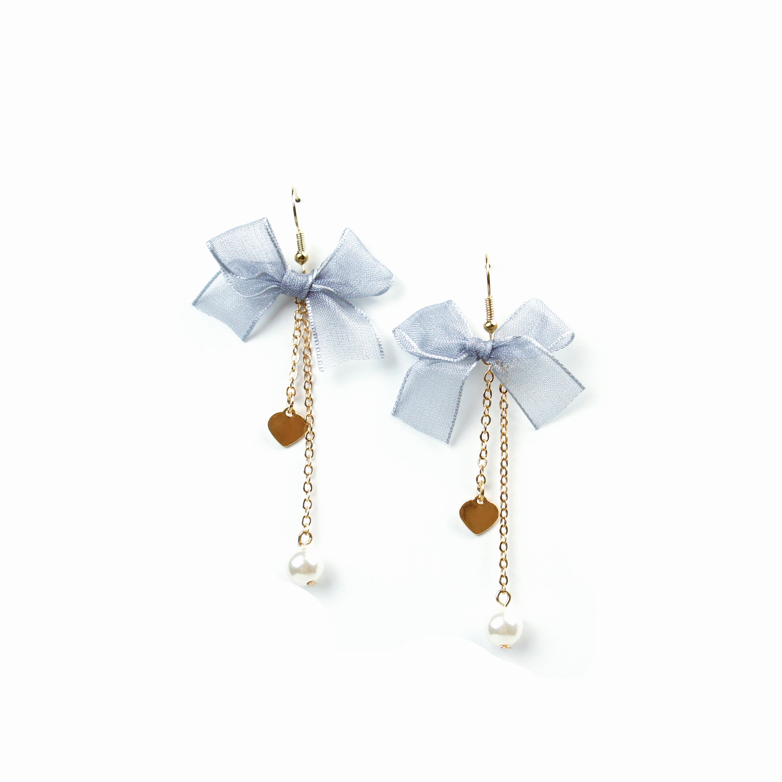 Dusty Blue Tulle Tassel Chain Drop Earrings
