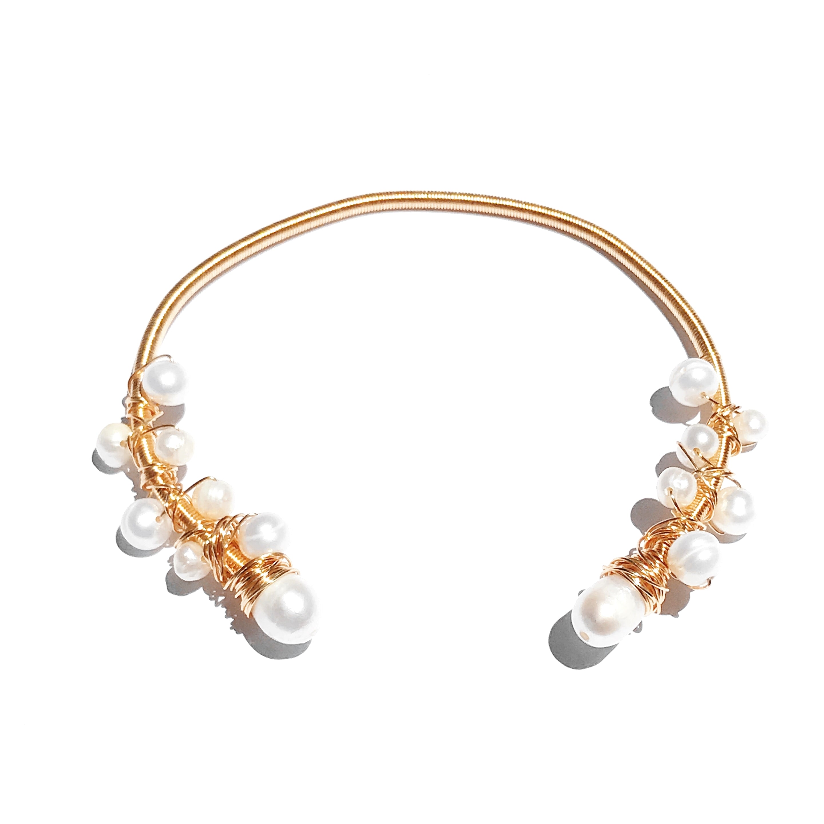 Golden Hour Freshwater Pearl Open Bangle/Bracelet
