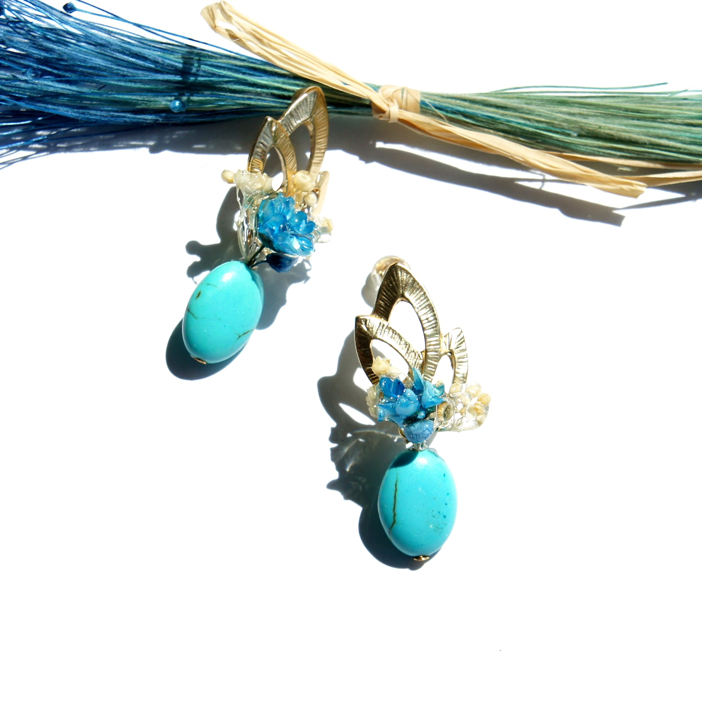 Monticelli Flowers in a Vase Turquoise Earrings