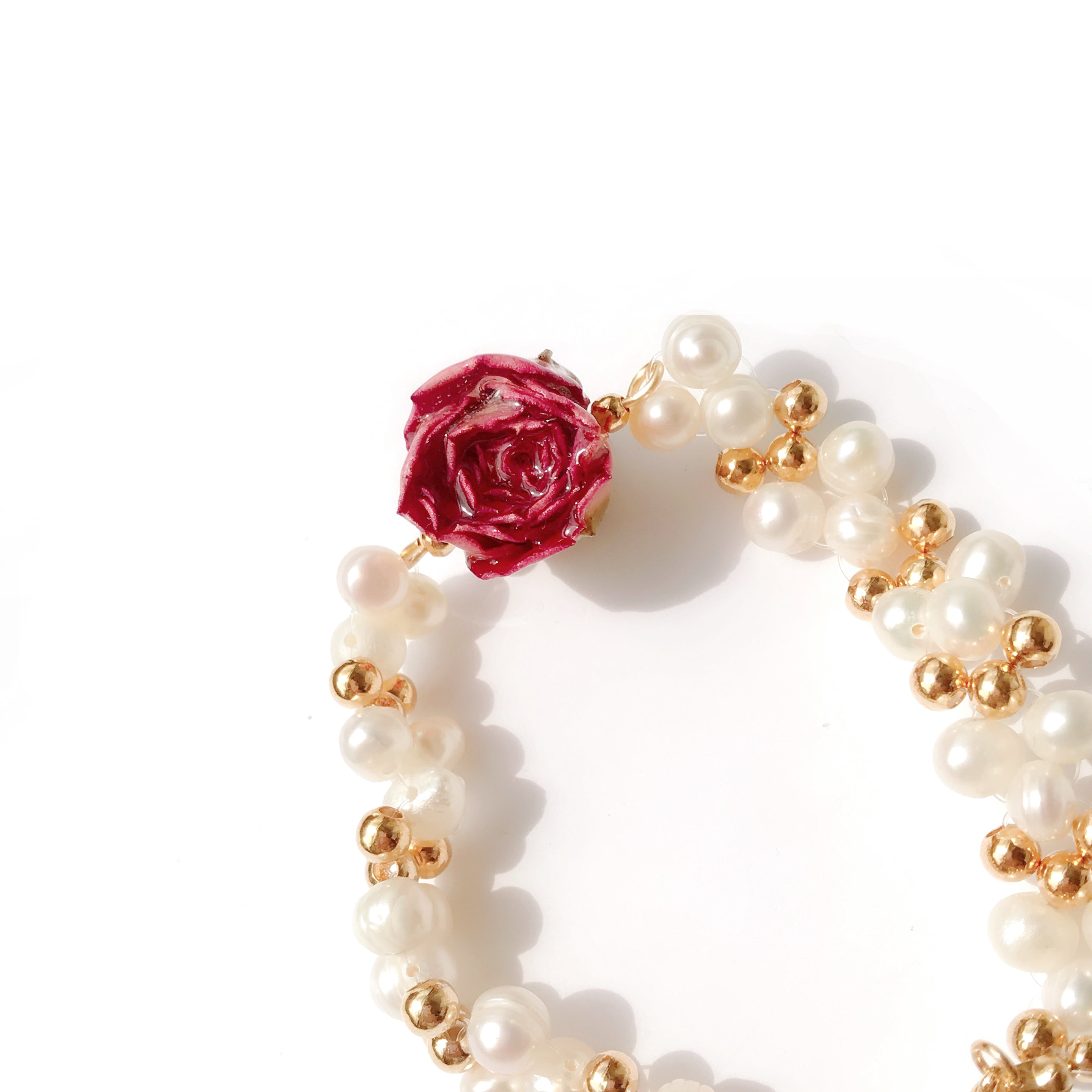 Bella Rosa Rosebud Braided Freshwater Pearl Bracelet