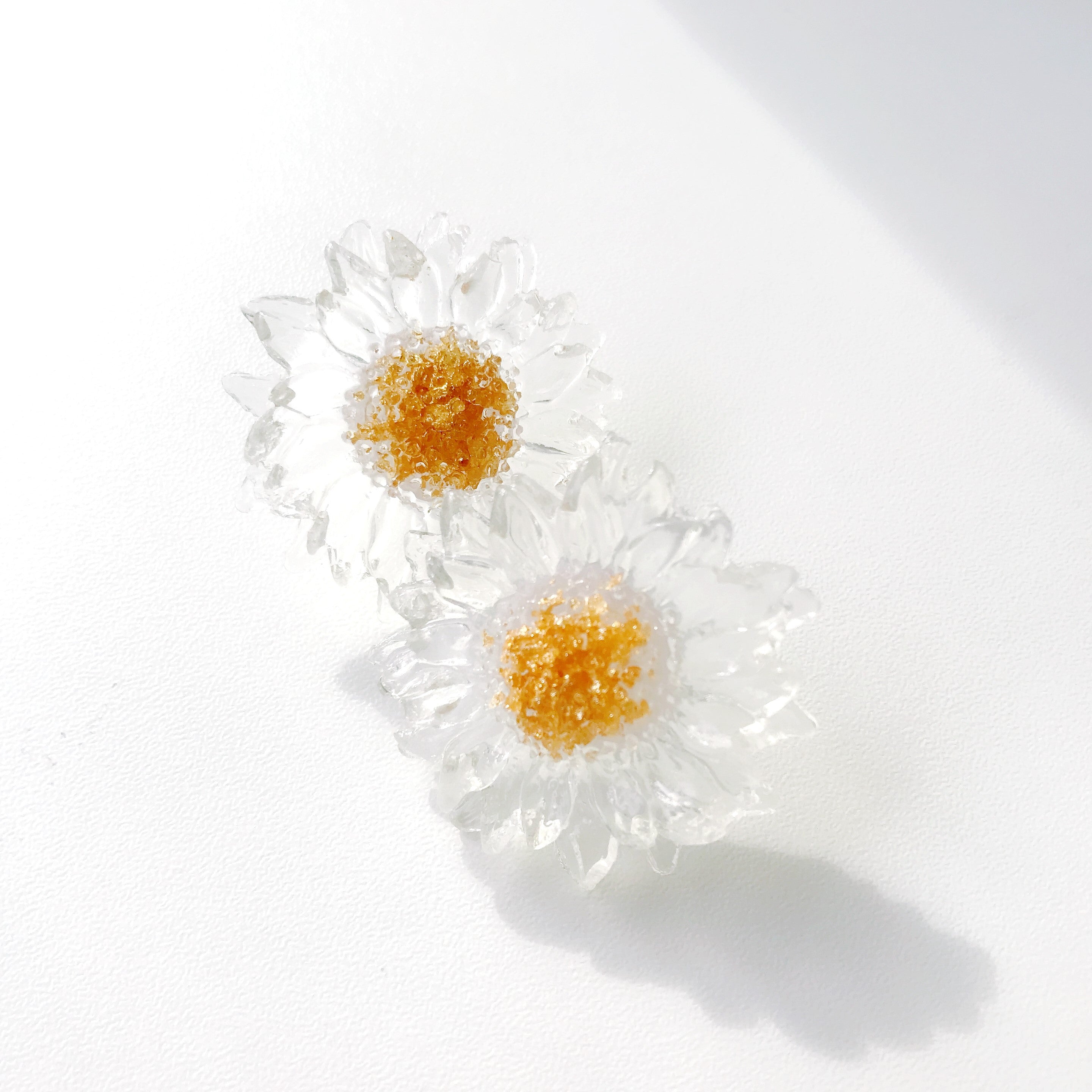 Clear Resin Daisy Stud Earrings