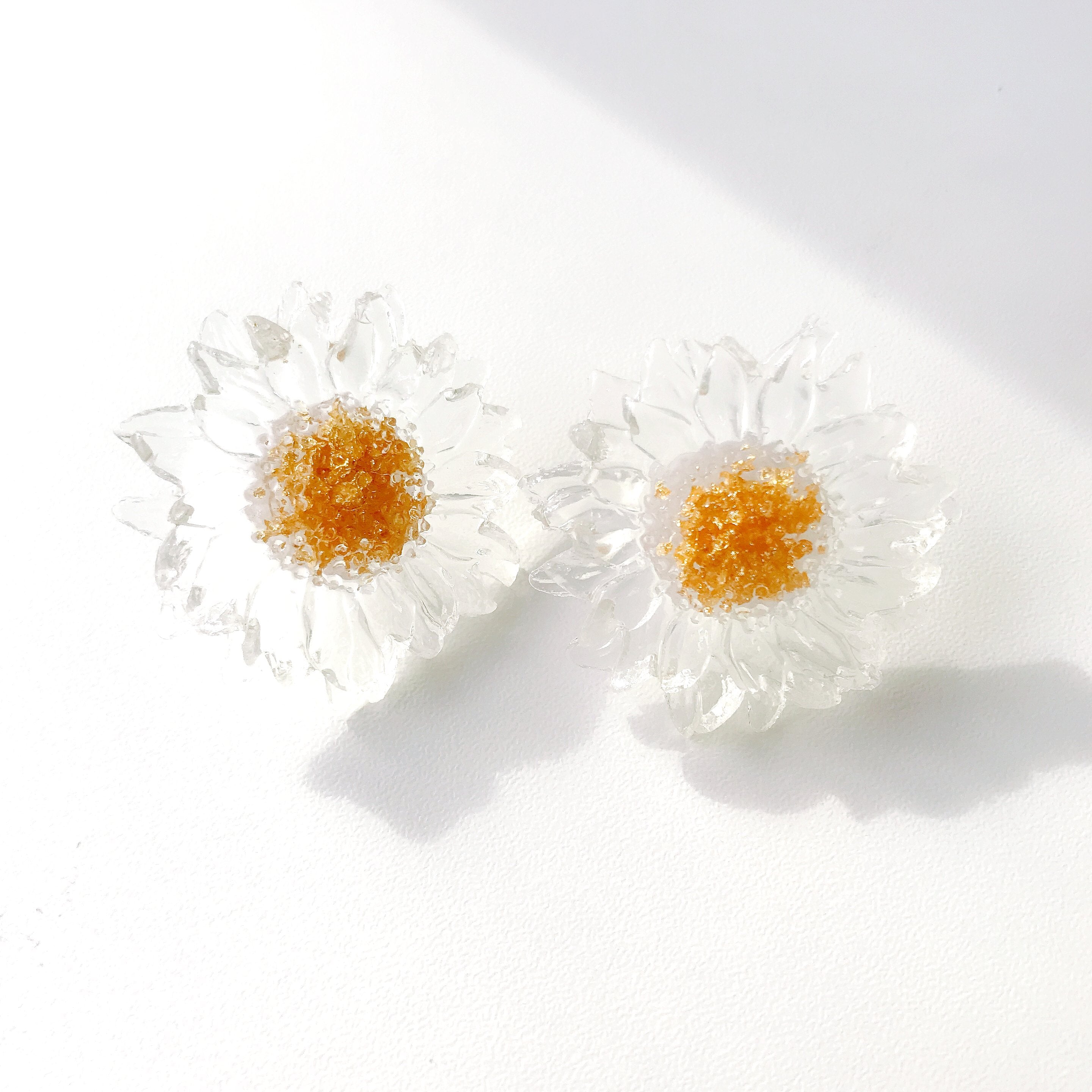 Clear Resin Daisy Stud Earrings