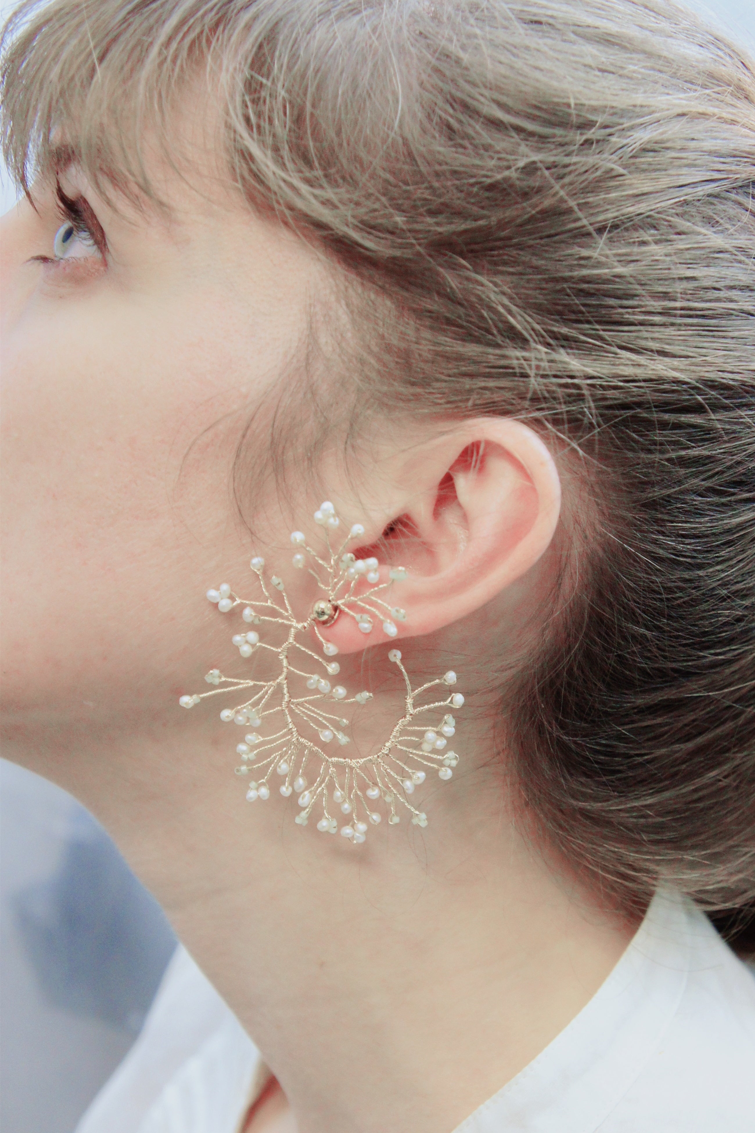 Soft Rime Curved Branch Earrings