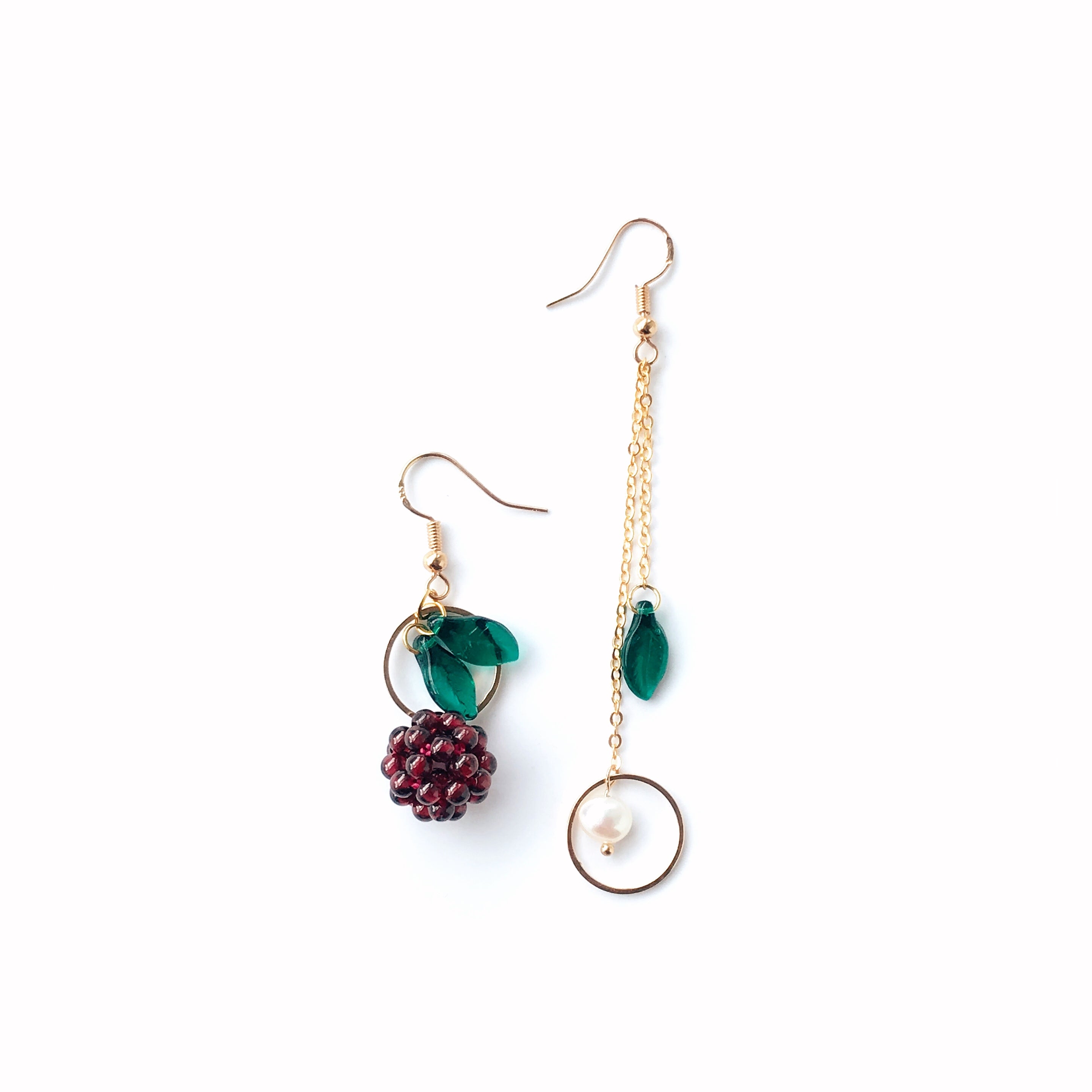 Kir Royale Asymmetrical Earrings w-freshwater pearl