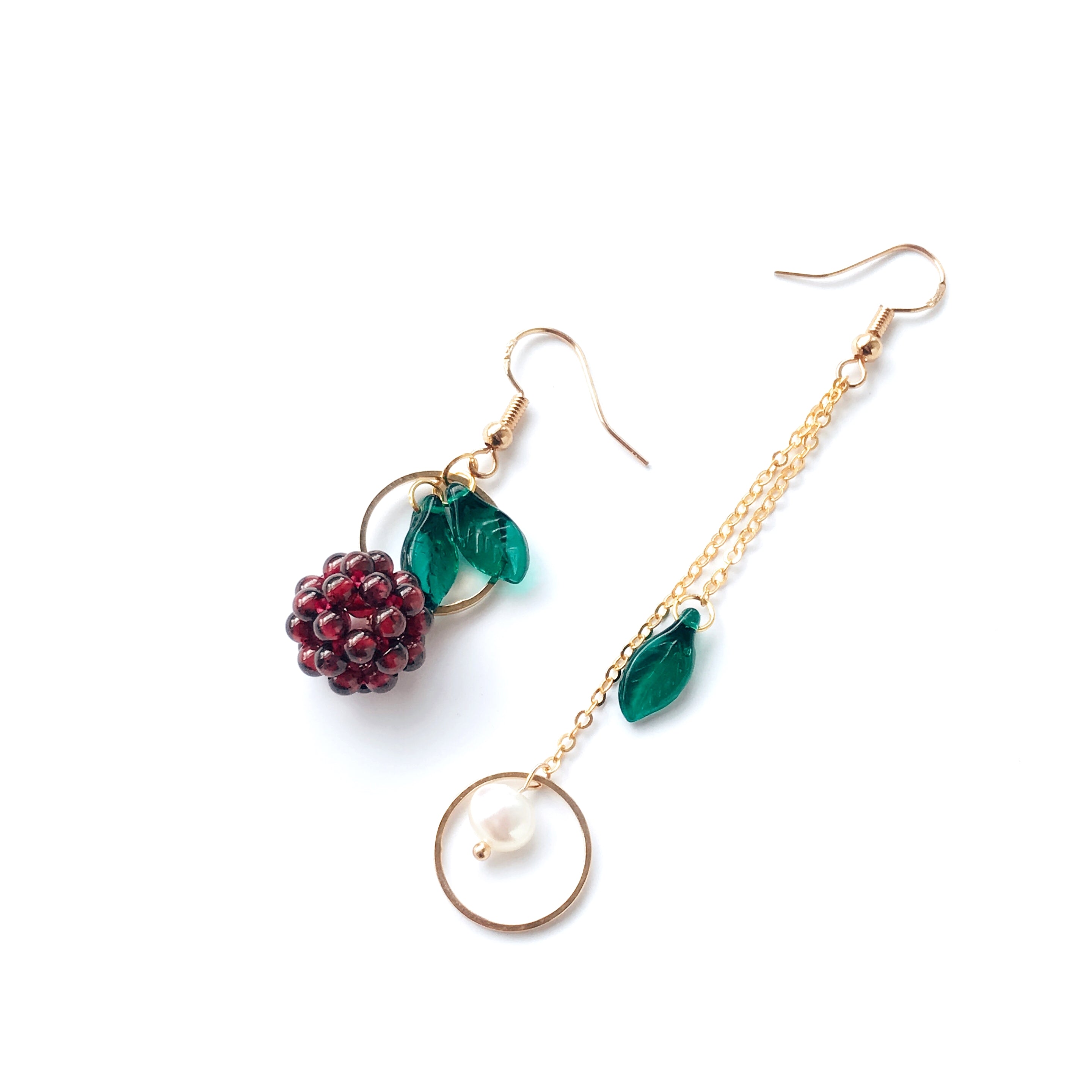 Kir Royale Asymmetrical Earrings w-freshwater pearl