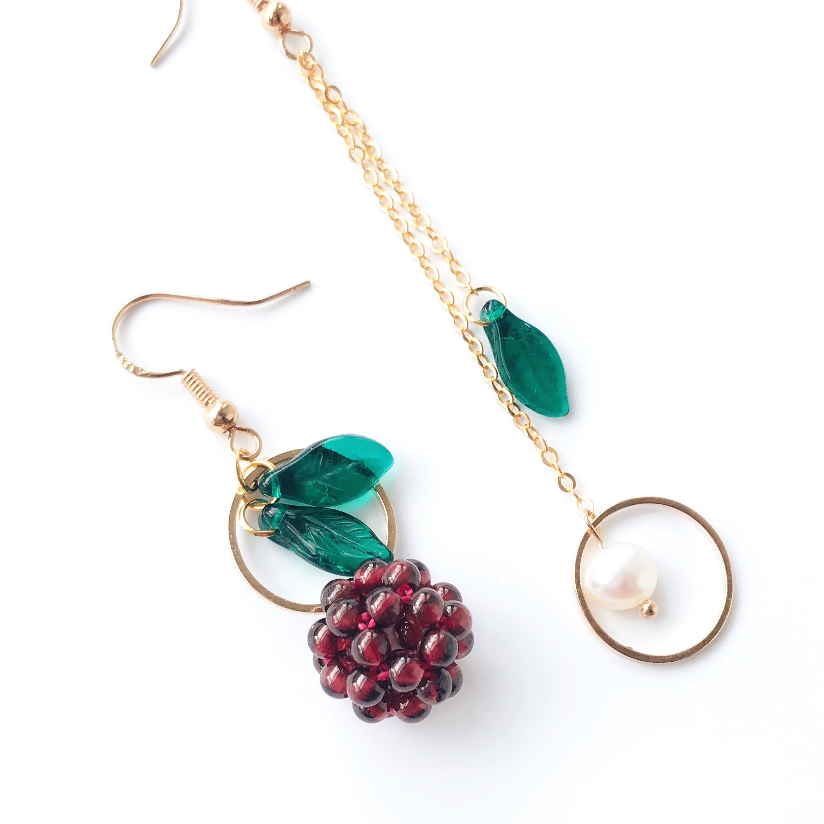 Kir Royale Asymmetrical Earrings w-freshwater pearl