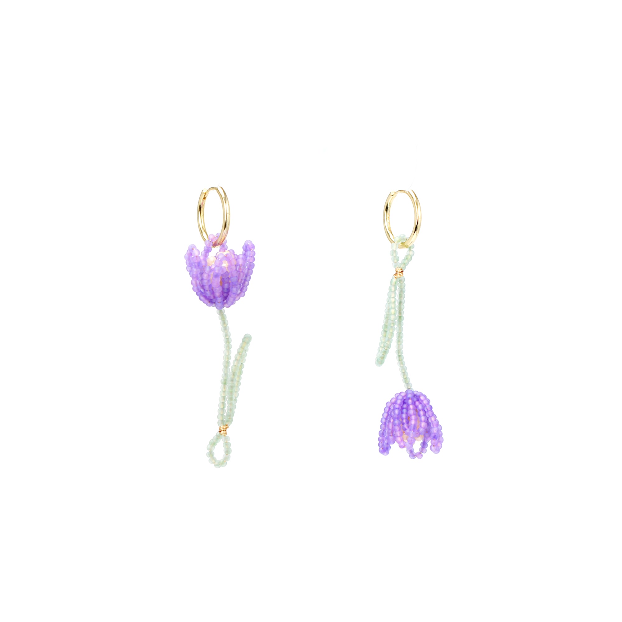 Tulip Drop Single Earring with Gold Vermeil Hoop, Two-way & Detachable