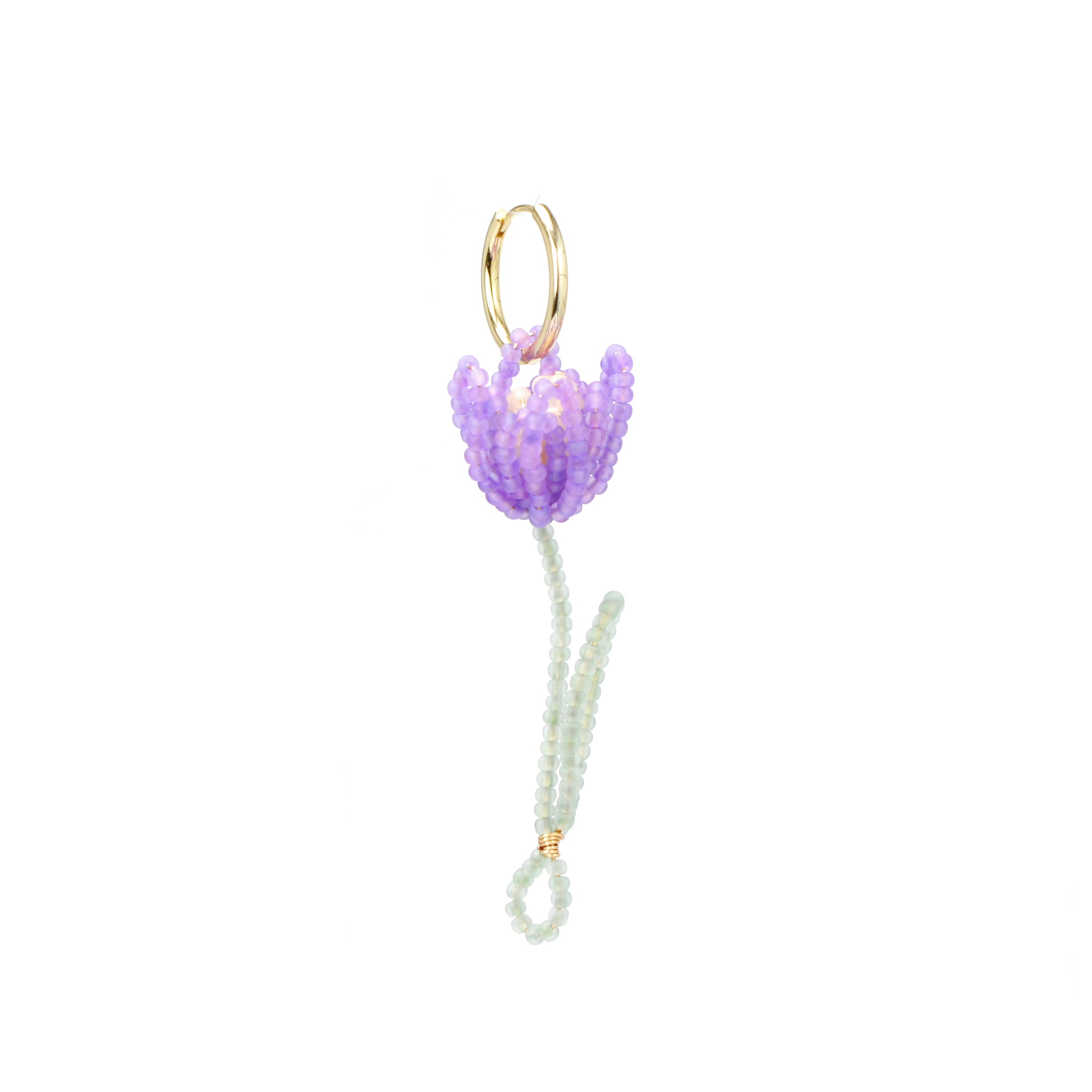 Tulip Drop Single Earring with Gold Vermeil Hoop, Two-way & Detachable