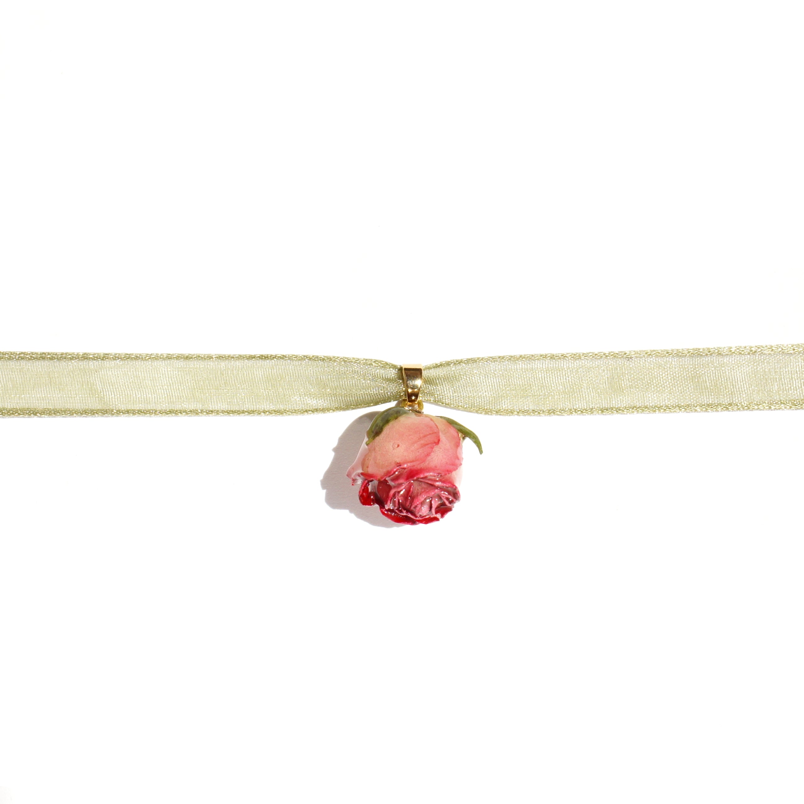 *REAL FLOWER* Bella Rosa Rosebud Ribbon Choker/Necklace