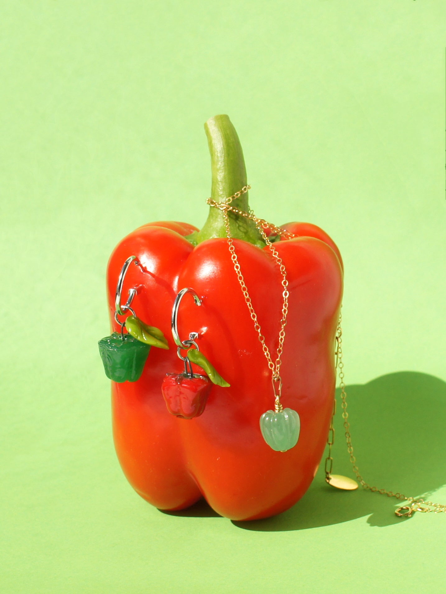 Garden Produce Glass Bell Pepper Drop Single Earring