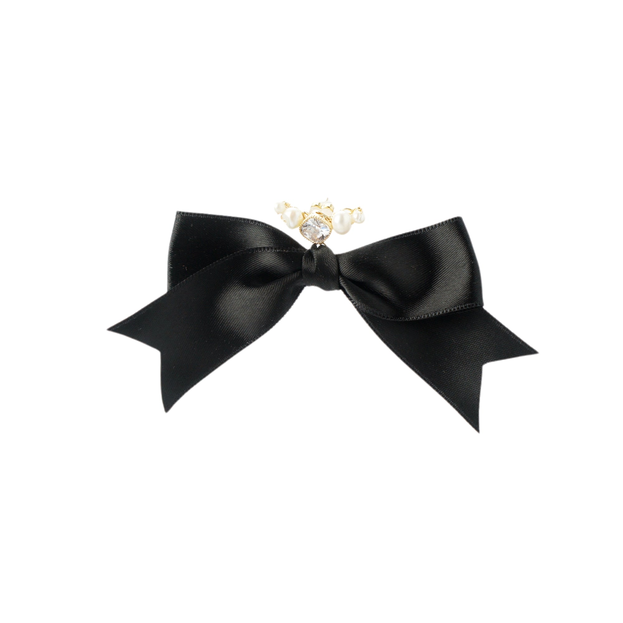 Black Ribbon Bow Crawler Stud Single Earring