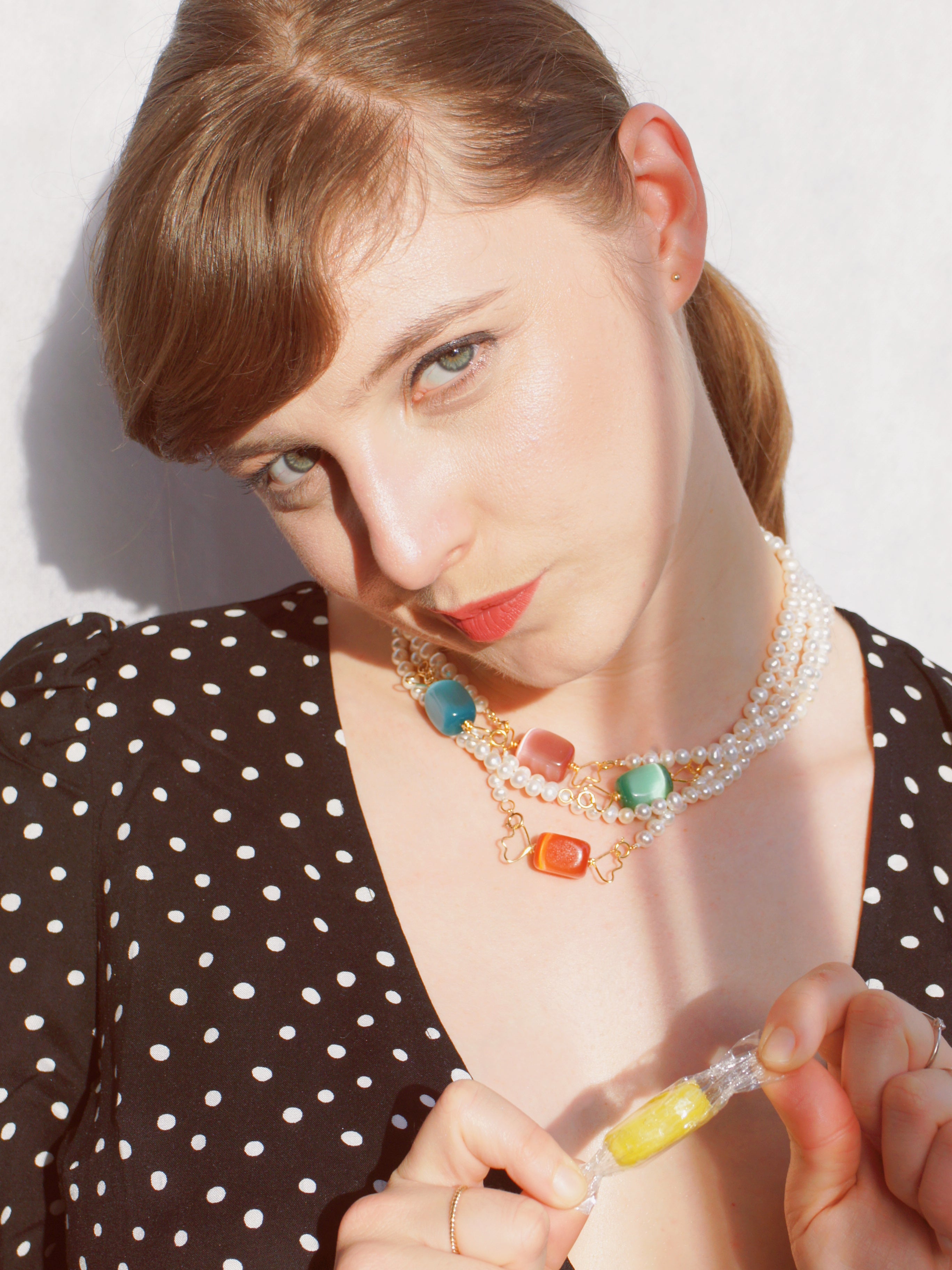 Sugar Sweet Candy and Freshwater Pearl Necklace with Detachable Pendant