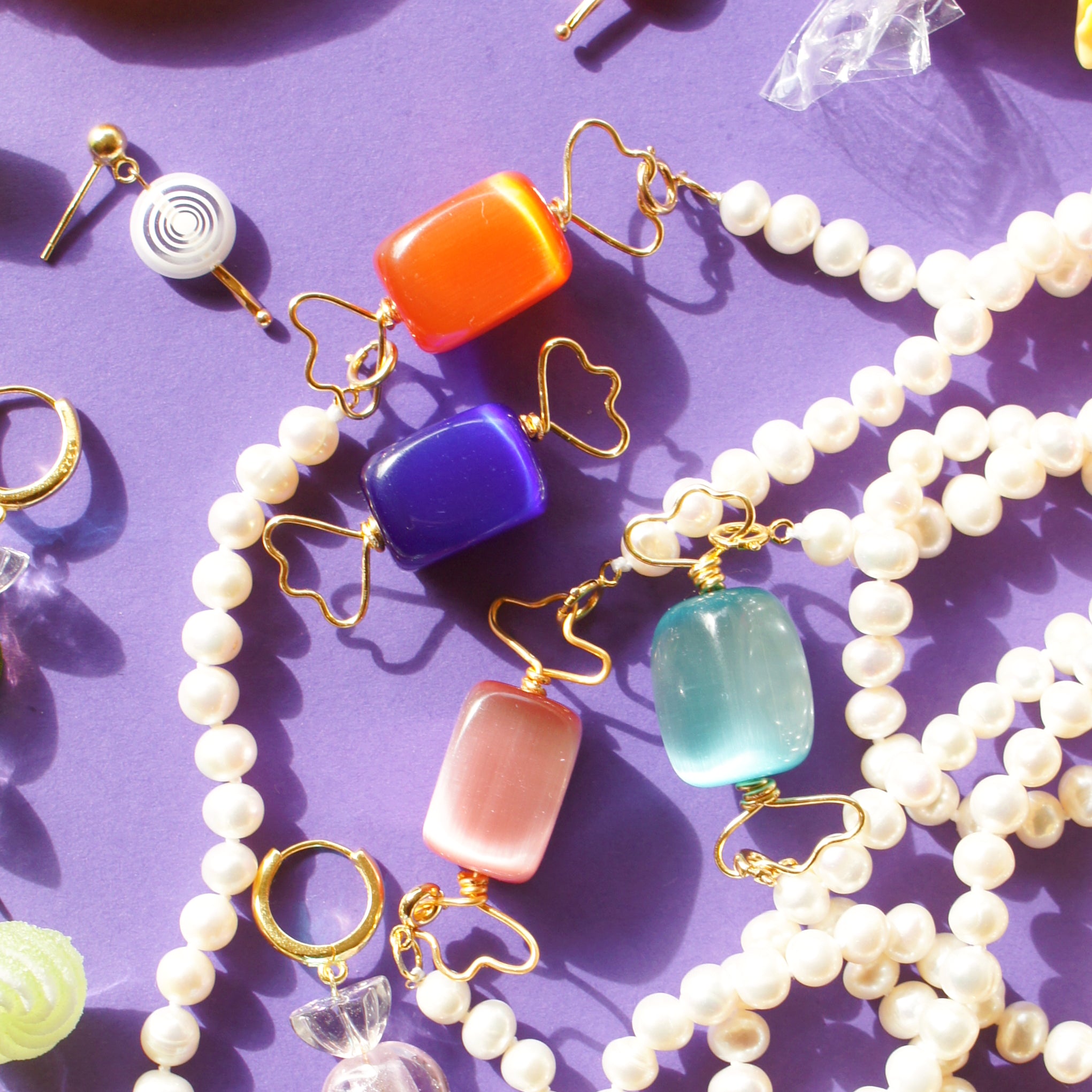 Sugar Sweet Candy and Freshwater Pearl Necklace with Detachable Pendant