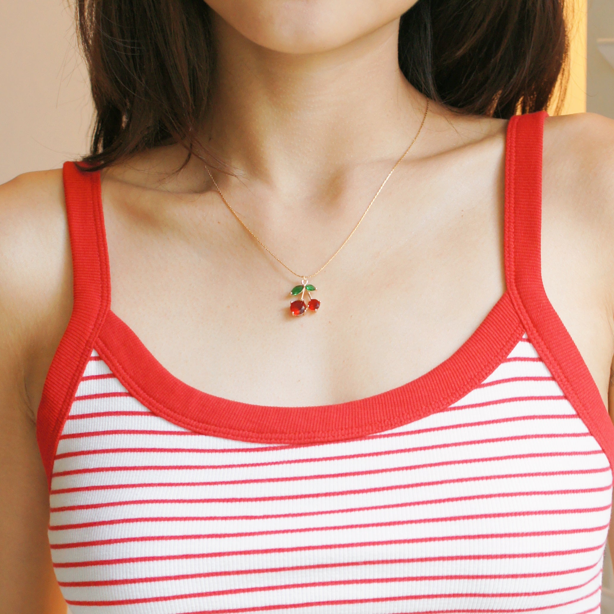 Cherry Pie Crystal Cherry Pendant Necklace