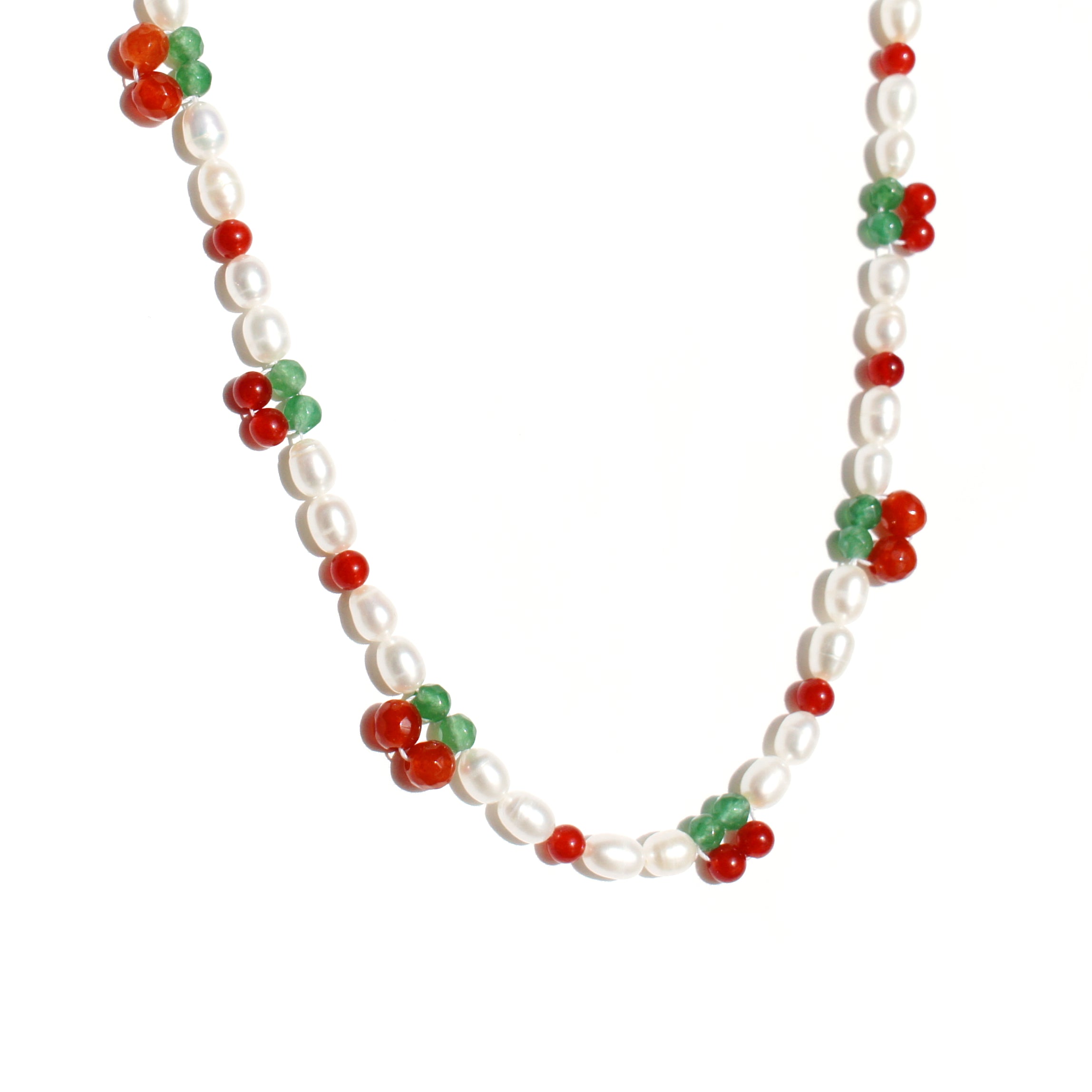 Cherry Pie Gemstone and Freshwater Pearl Necklace