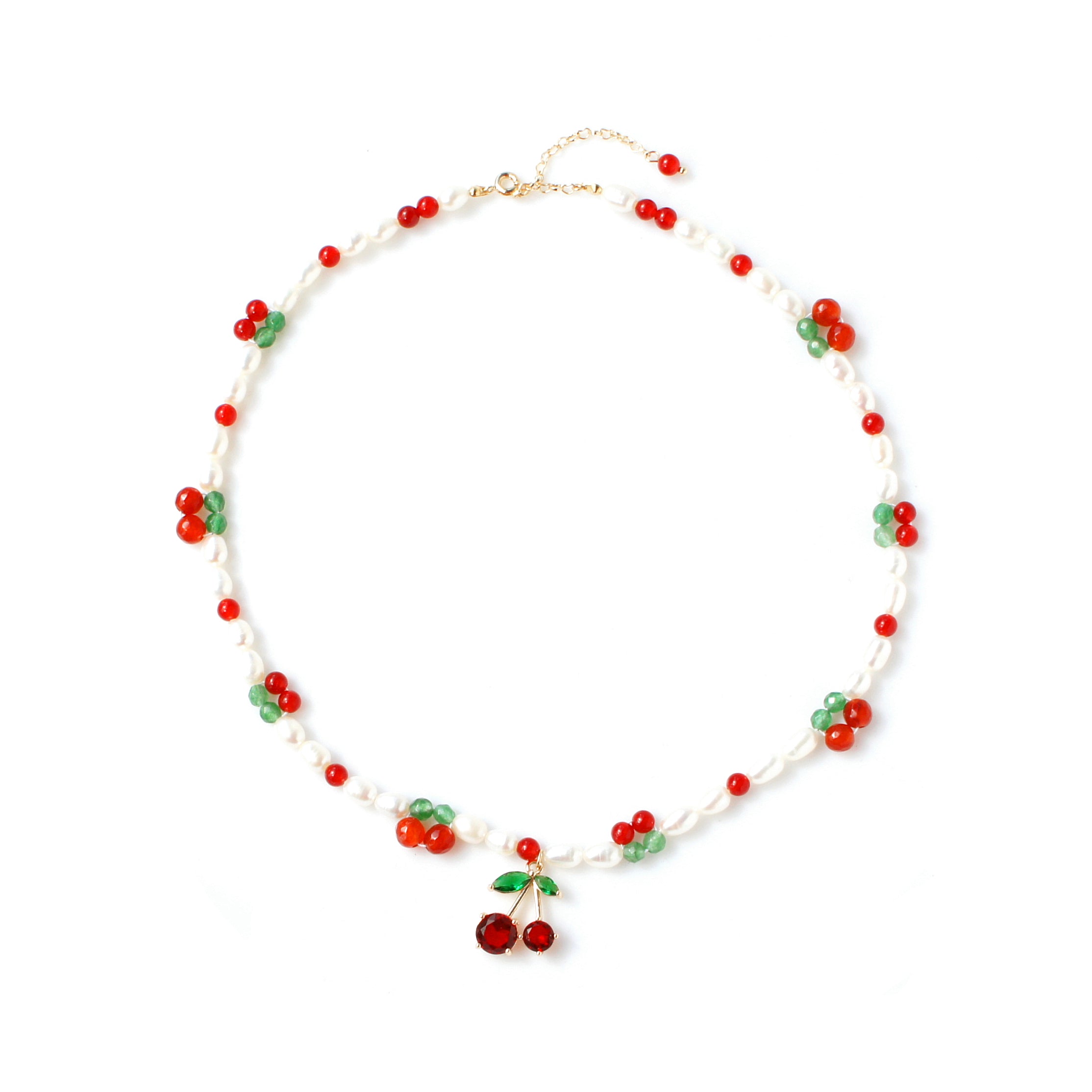 Cherry Pie Gemstone and Freshwater Pearl Necklace