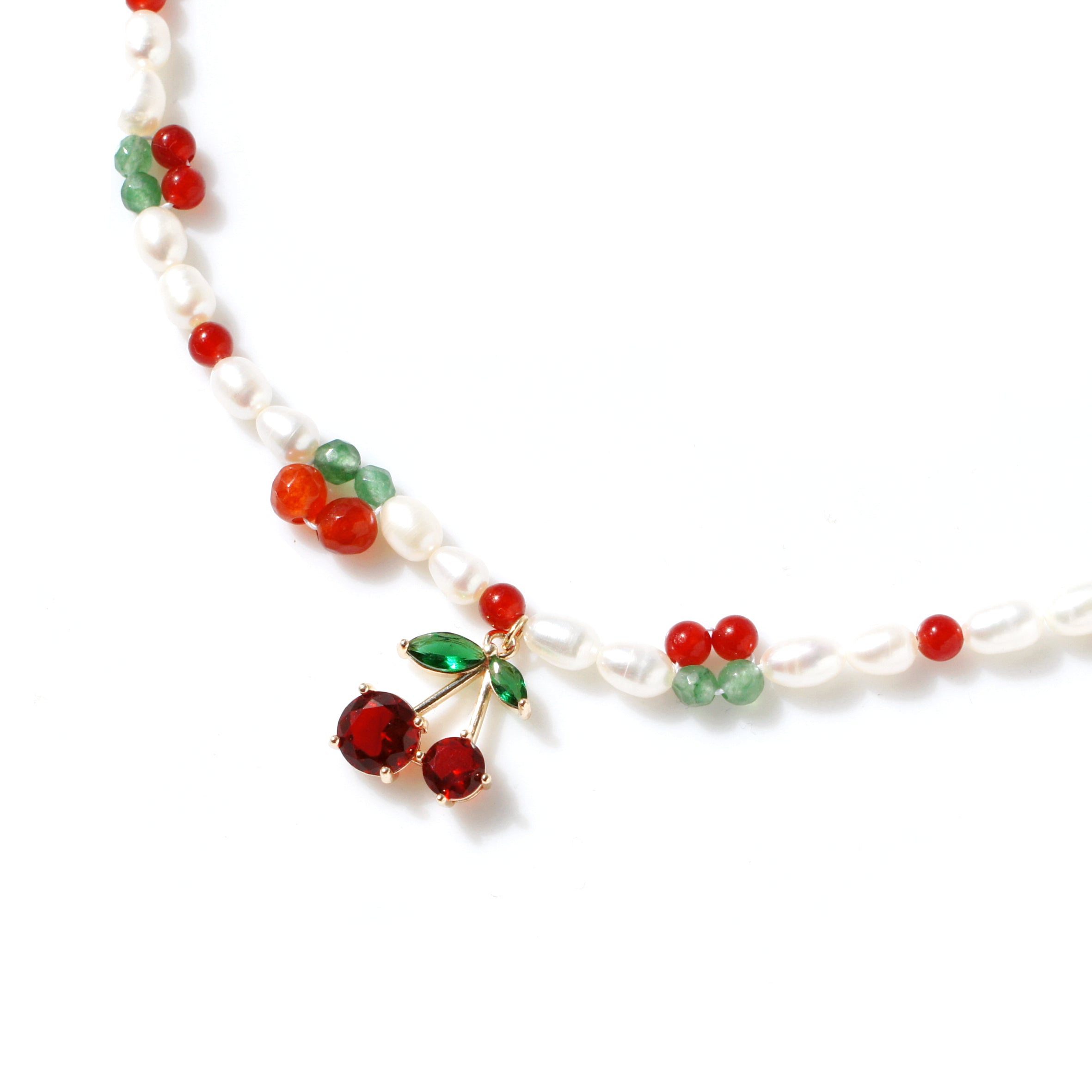 Cherry Pie Gemstone and Freshwater Pearl Necklace