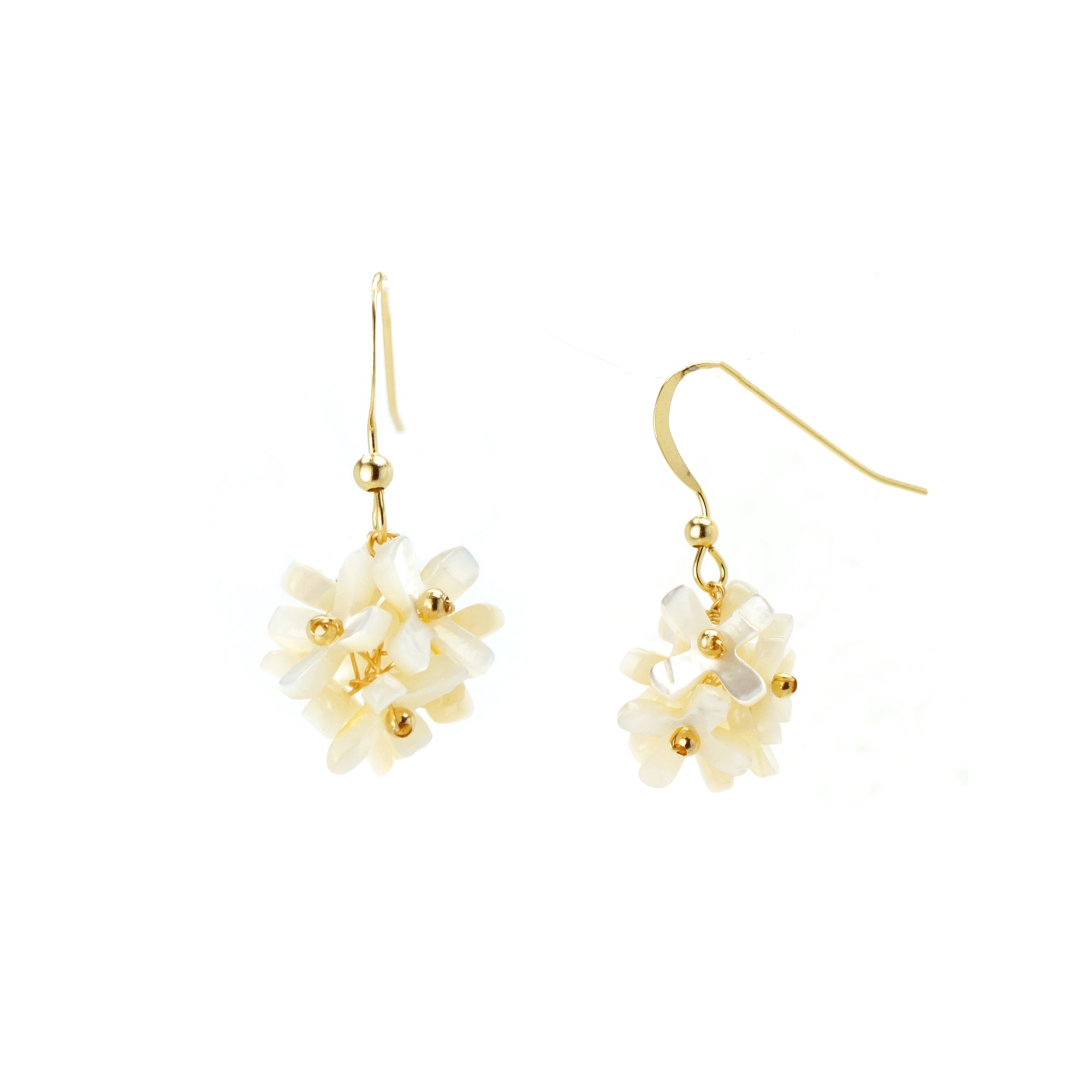 Inflorescence Mellow Yellow Mother of Pearl Blooming Flower Drop Earrings